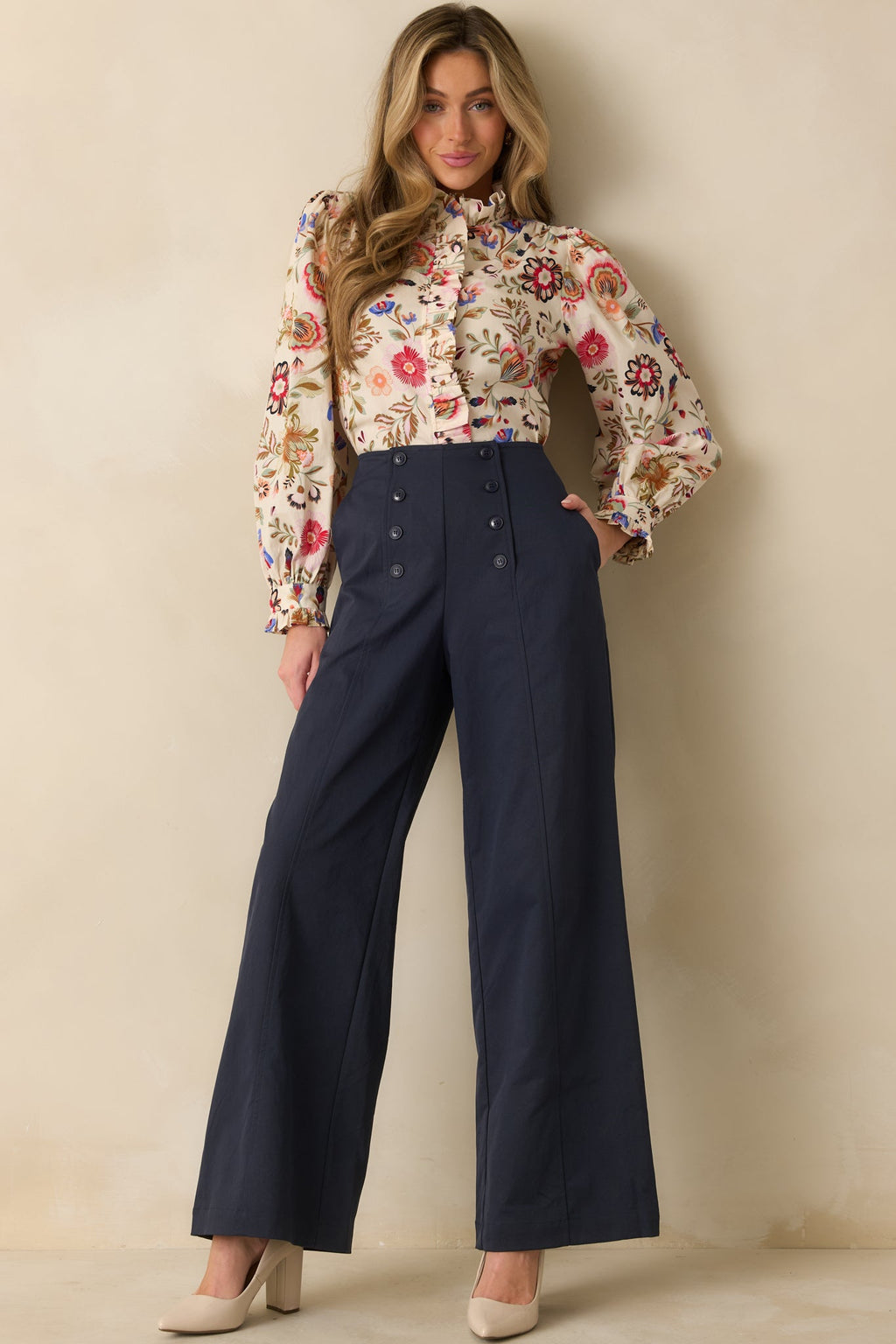 Hit The Mark Navy Wide Leg Pants