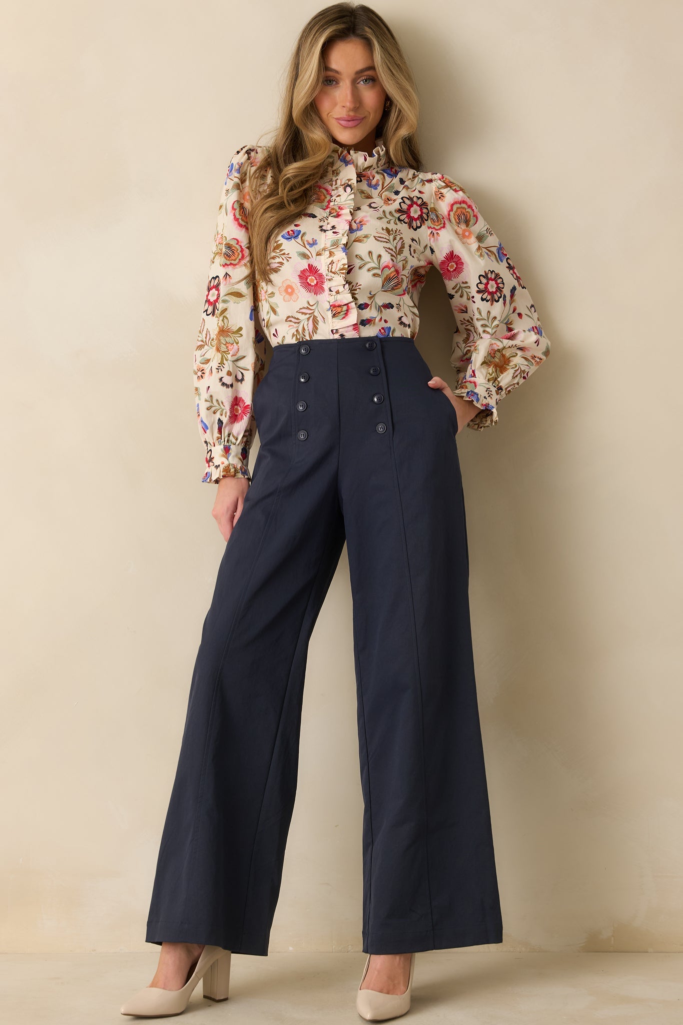 Hit The Mark Navy Wide Leg Pants