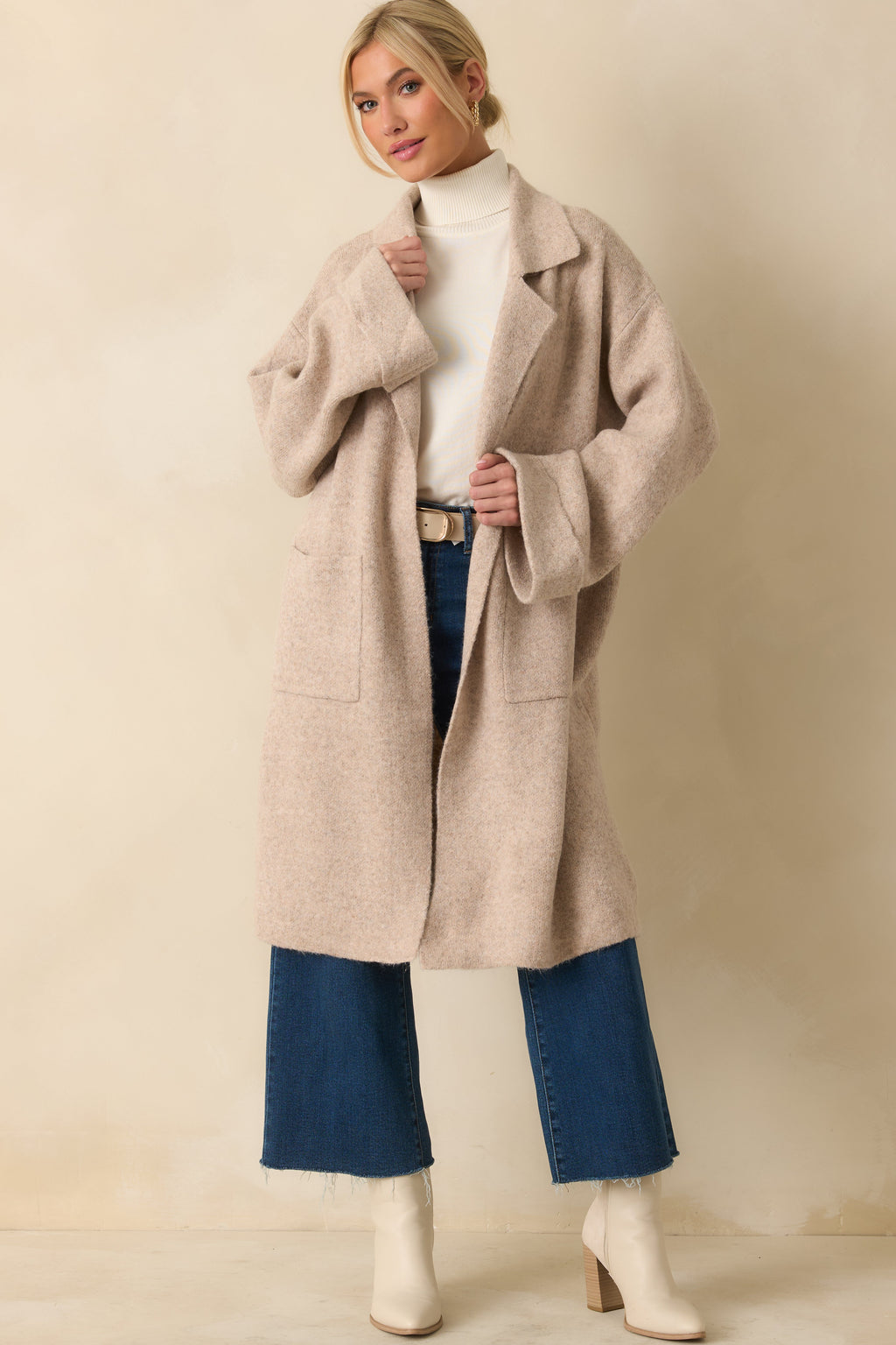 Softly Stated Oatmeal Knit Longline Cardigan
