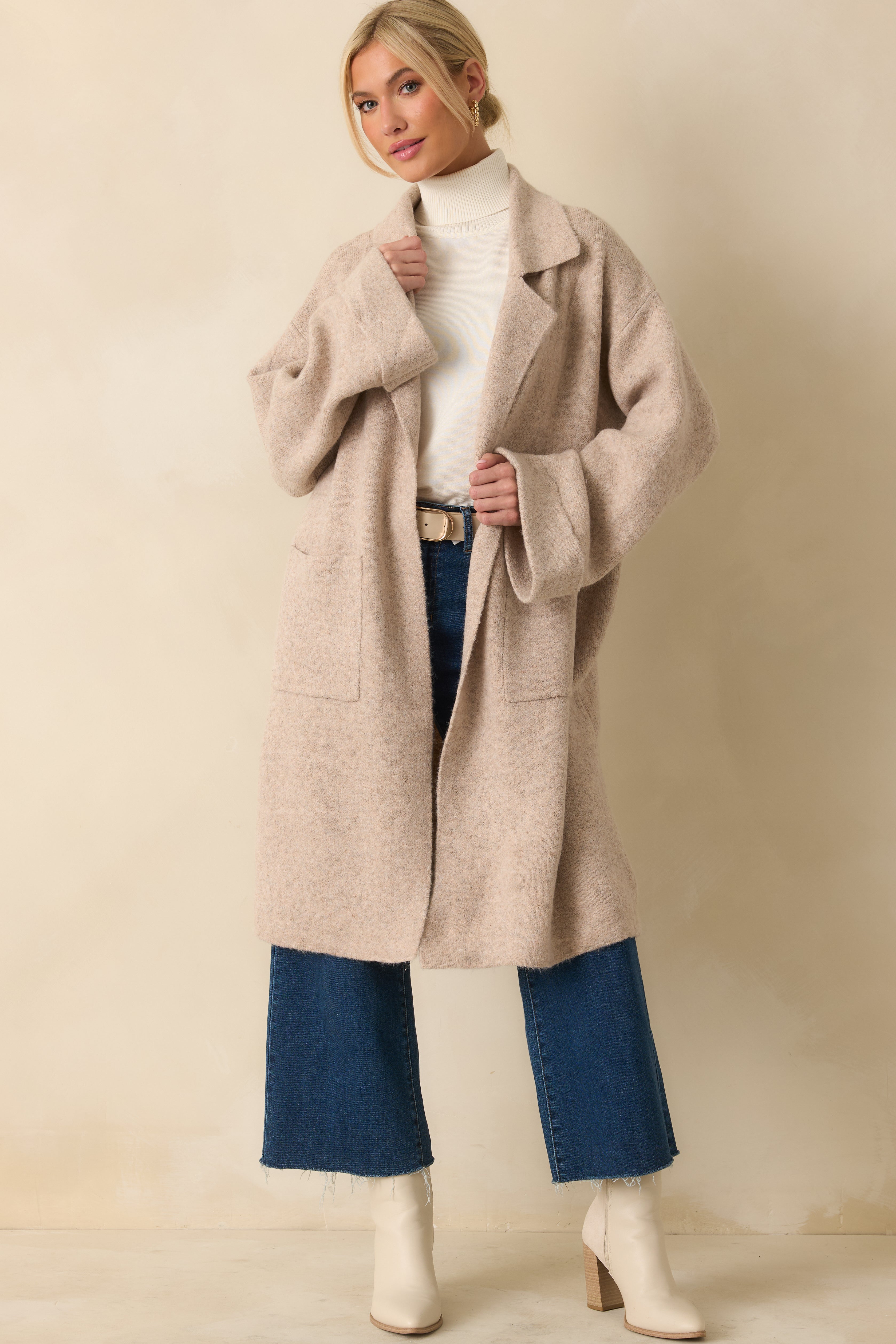 Softly Stated Oatmeal Knit Longline Cardigan