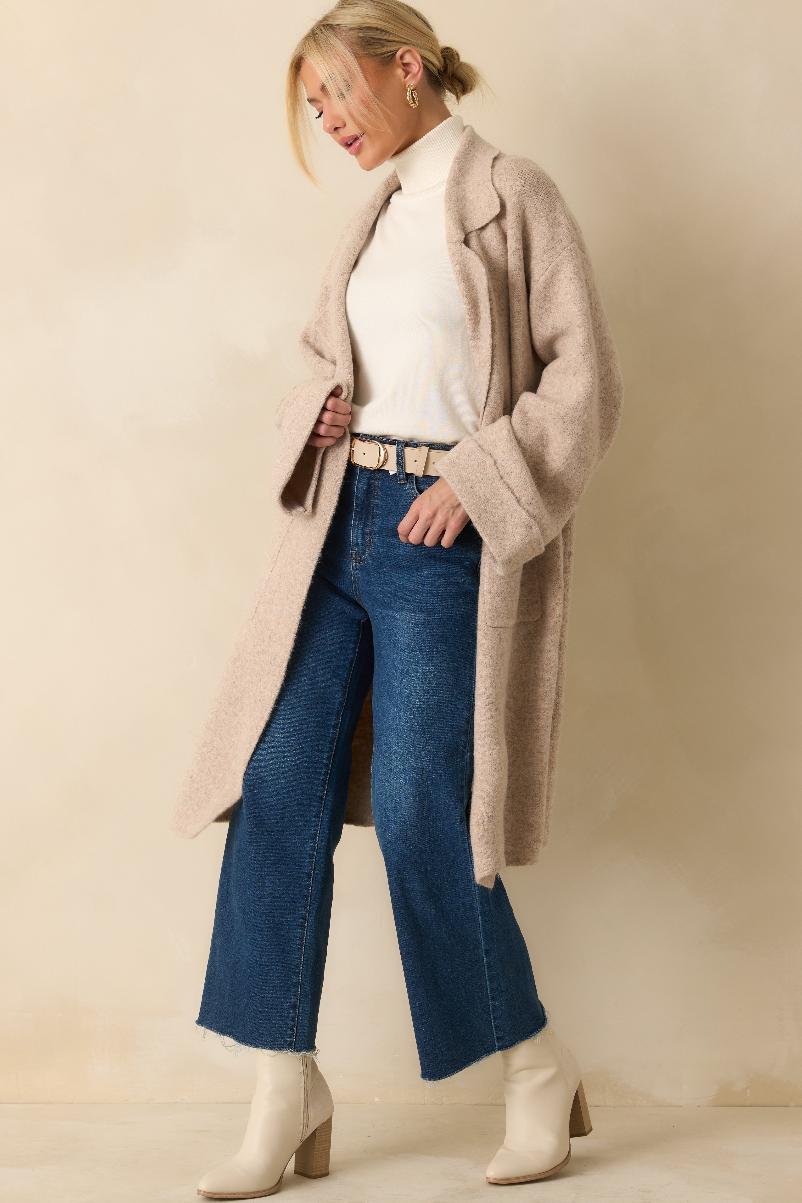 Softly Stated Oatmeal Knit Longline Cardigan
