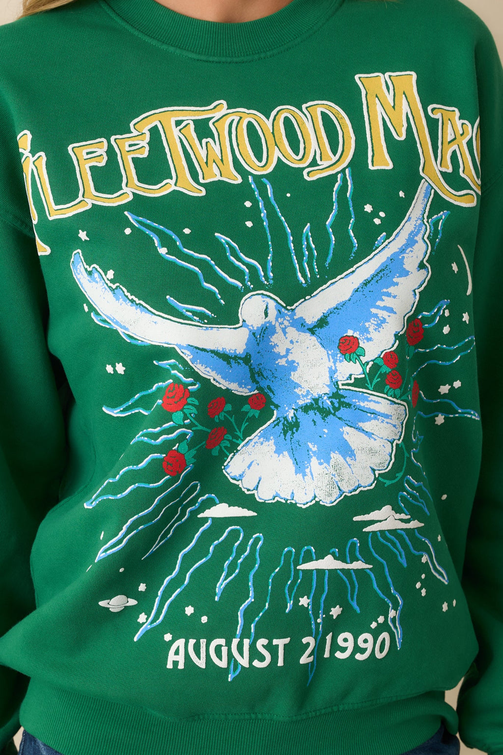 Fleetwood Mac 1990 Dove Green Cotton Boyfriend Sweatshirt