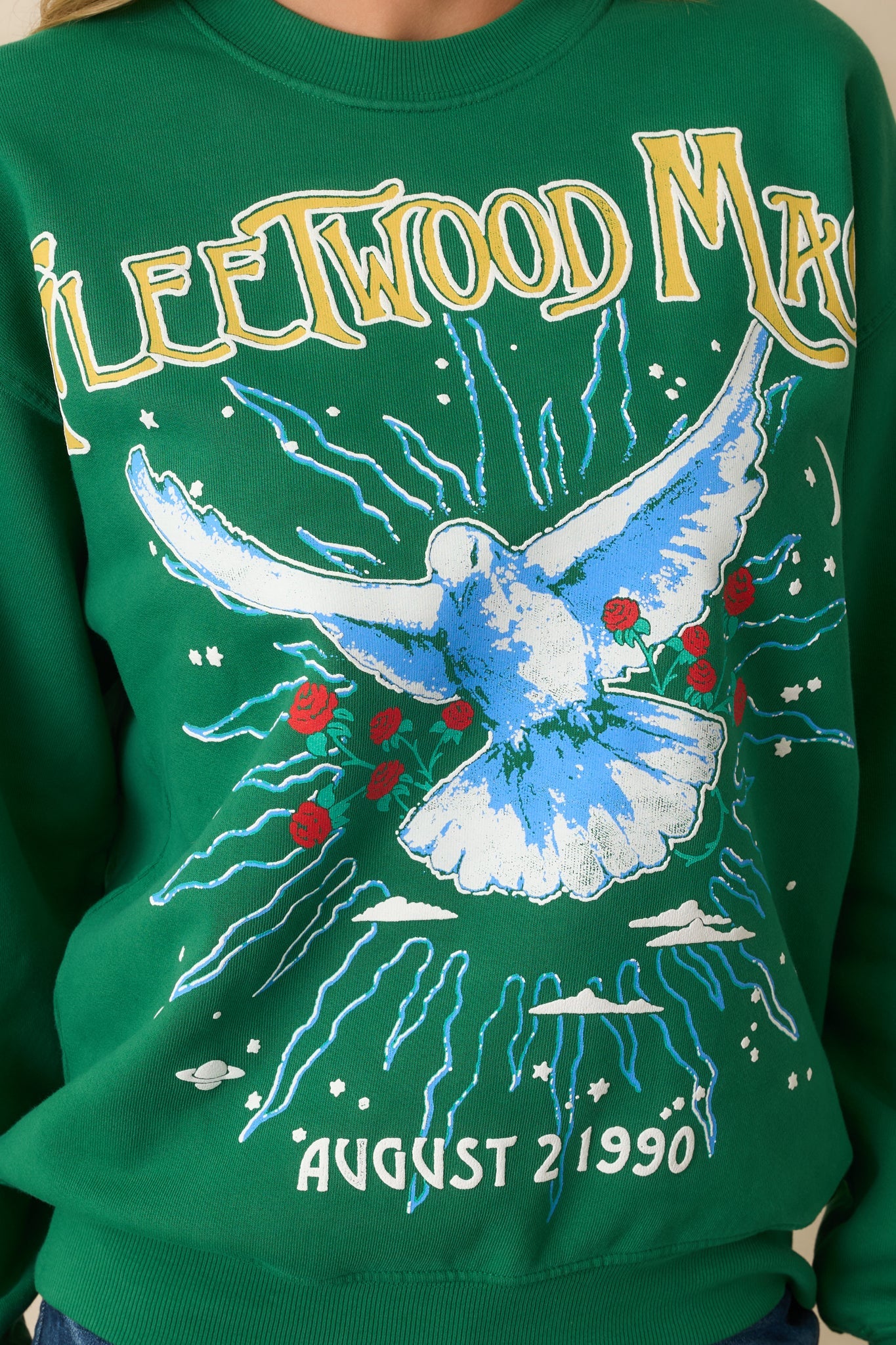 Fleetwood Mac 1990 Dove Green Cotton Boyfriend Sweatshirt