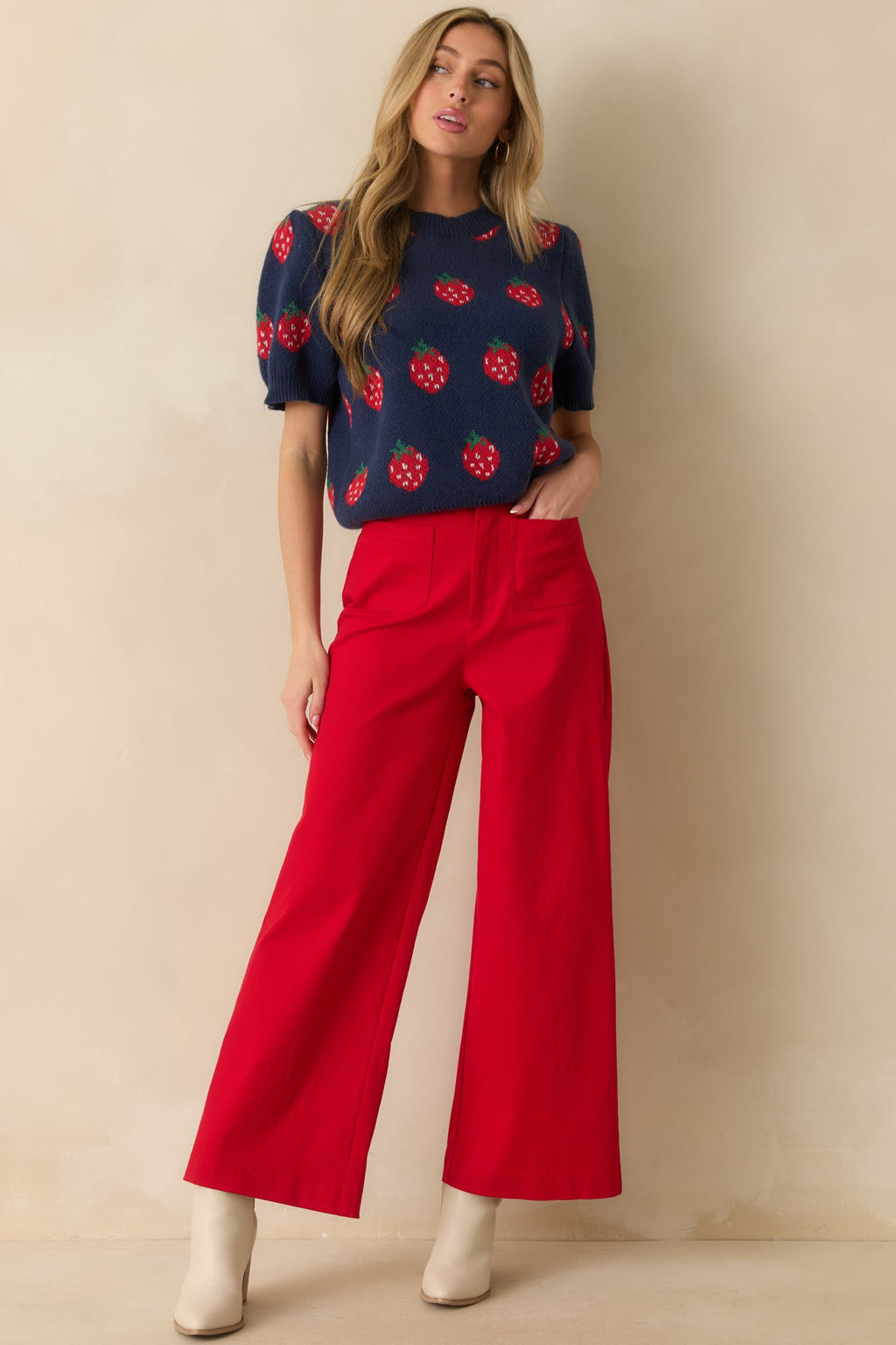 Go Boldly Red Wide Leg Jeans
