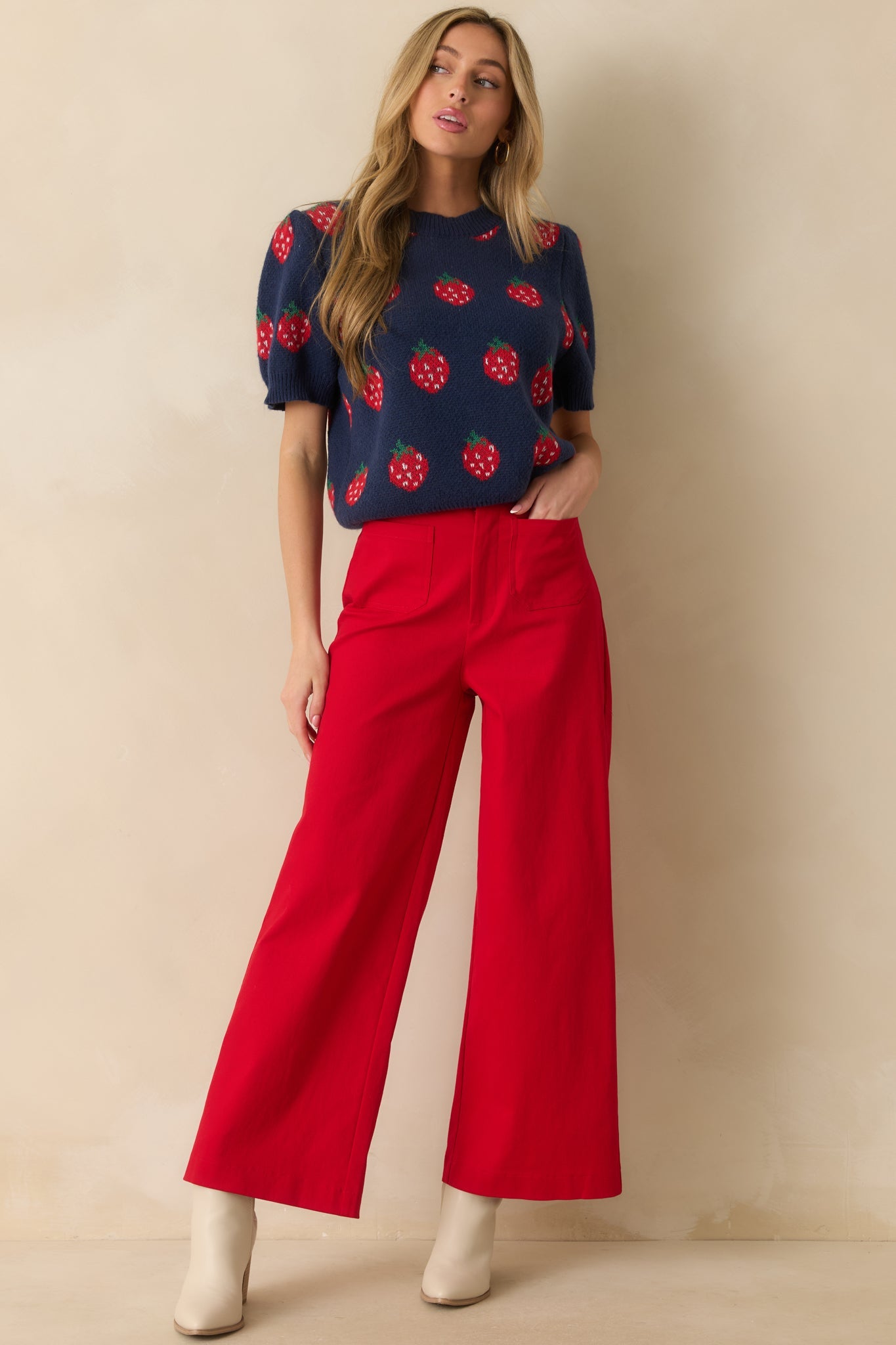 Go Boldly Red Wide Leg Jeans