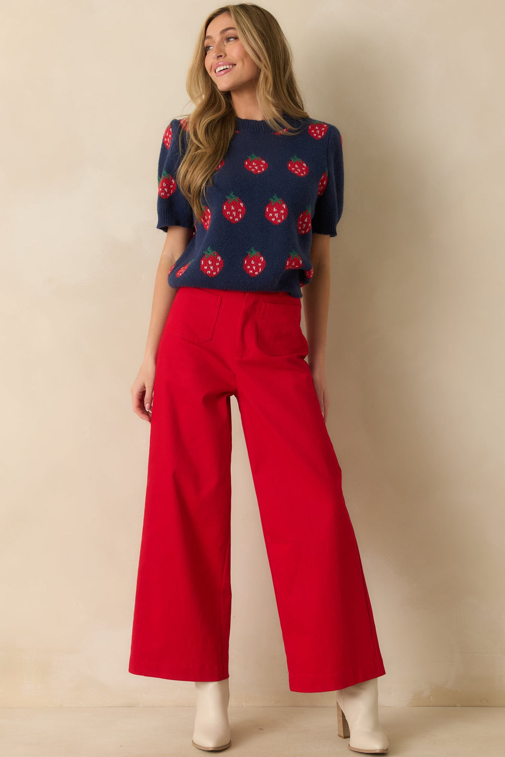 Go Boldly Red Wide Leg Jeans