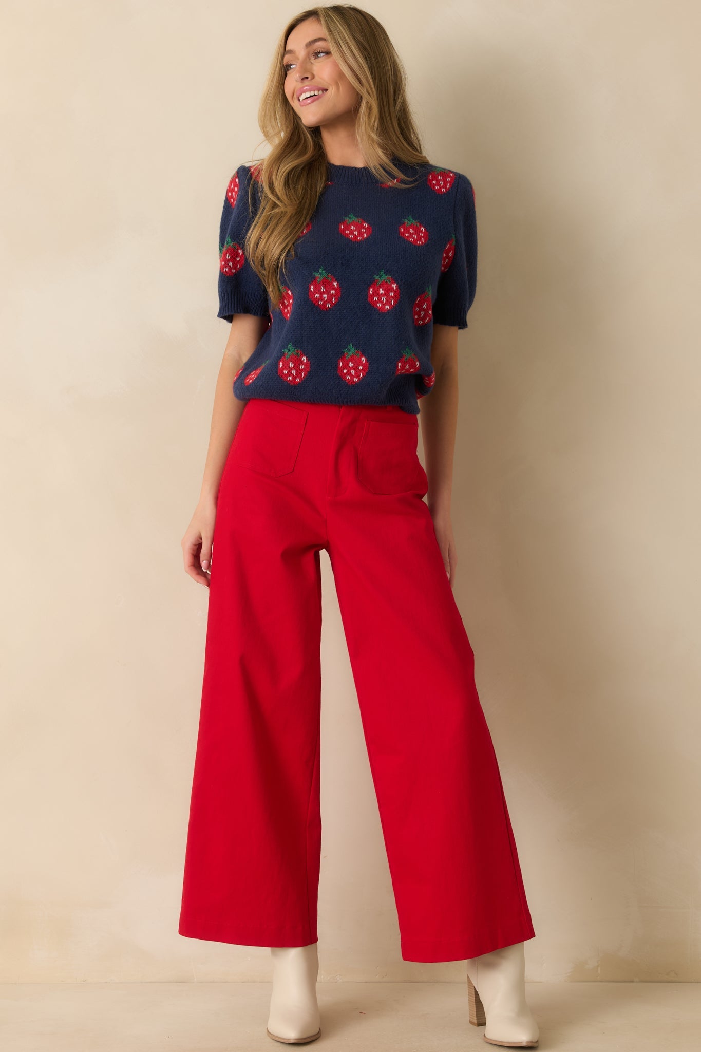 Go Boldly Red Wide Leg Jeans