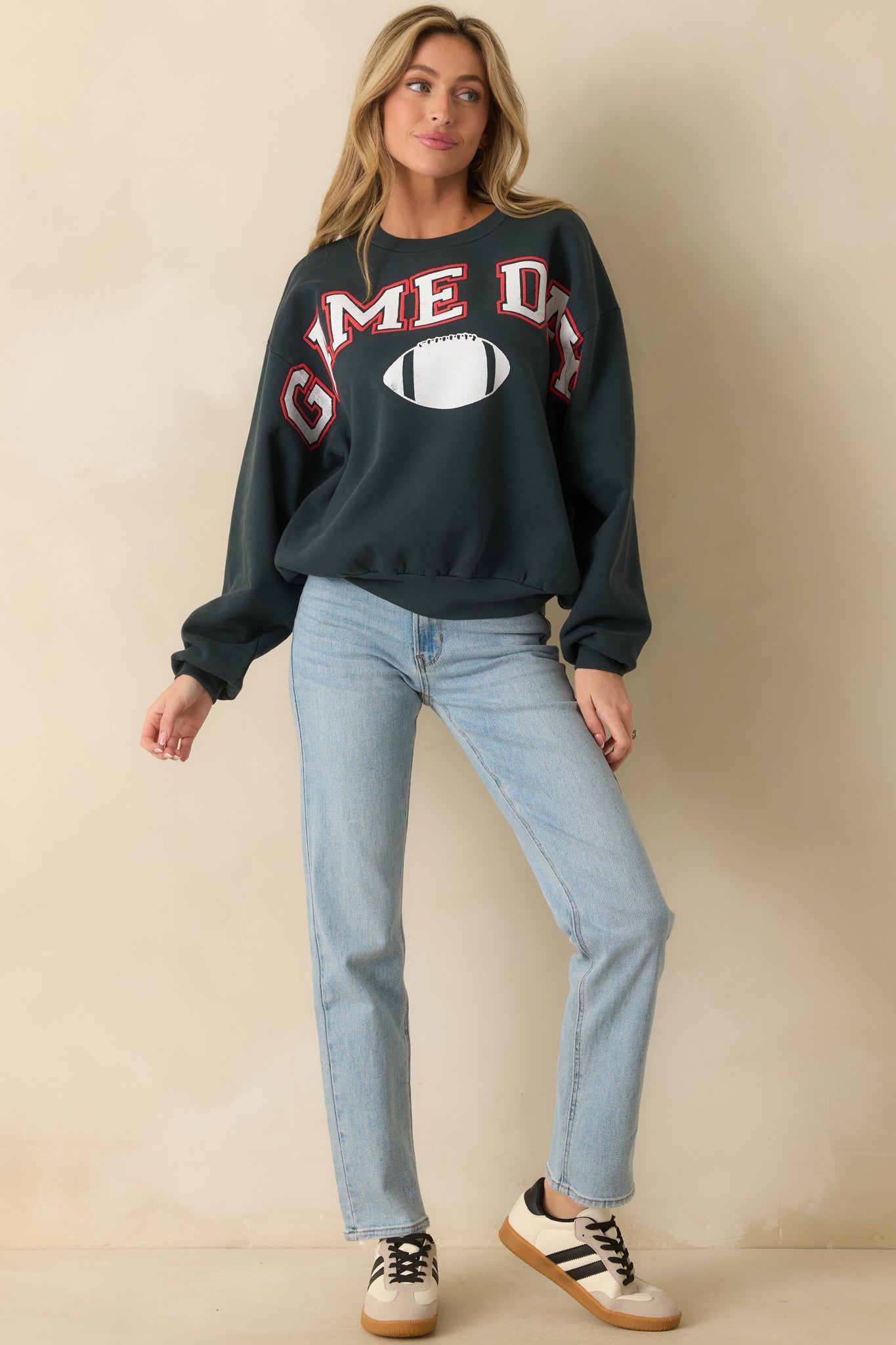 Game Day Vintage Black Cotton Crewneck Sweatshirt