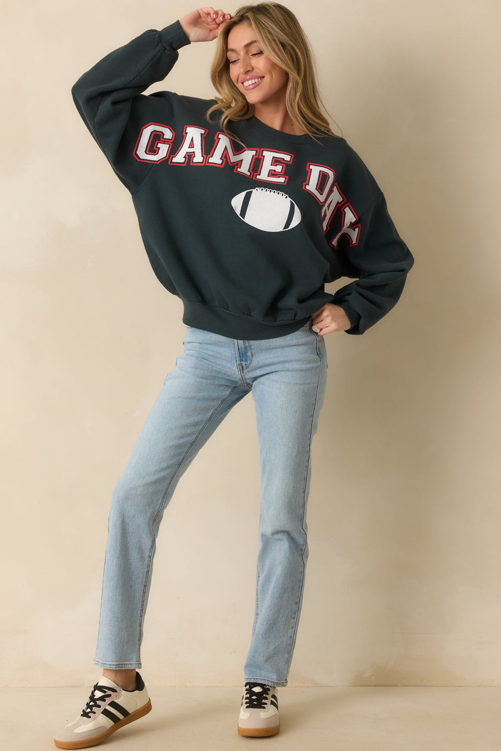 Game Day Vintage Black Cotton Crewneck Sweatshirt