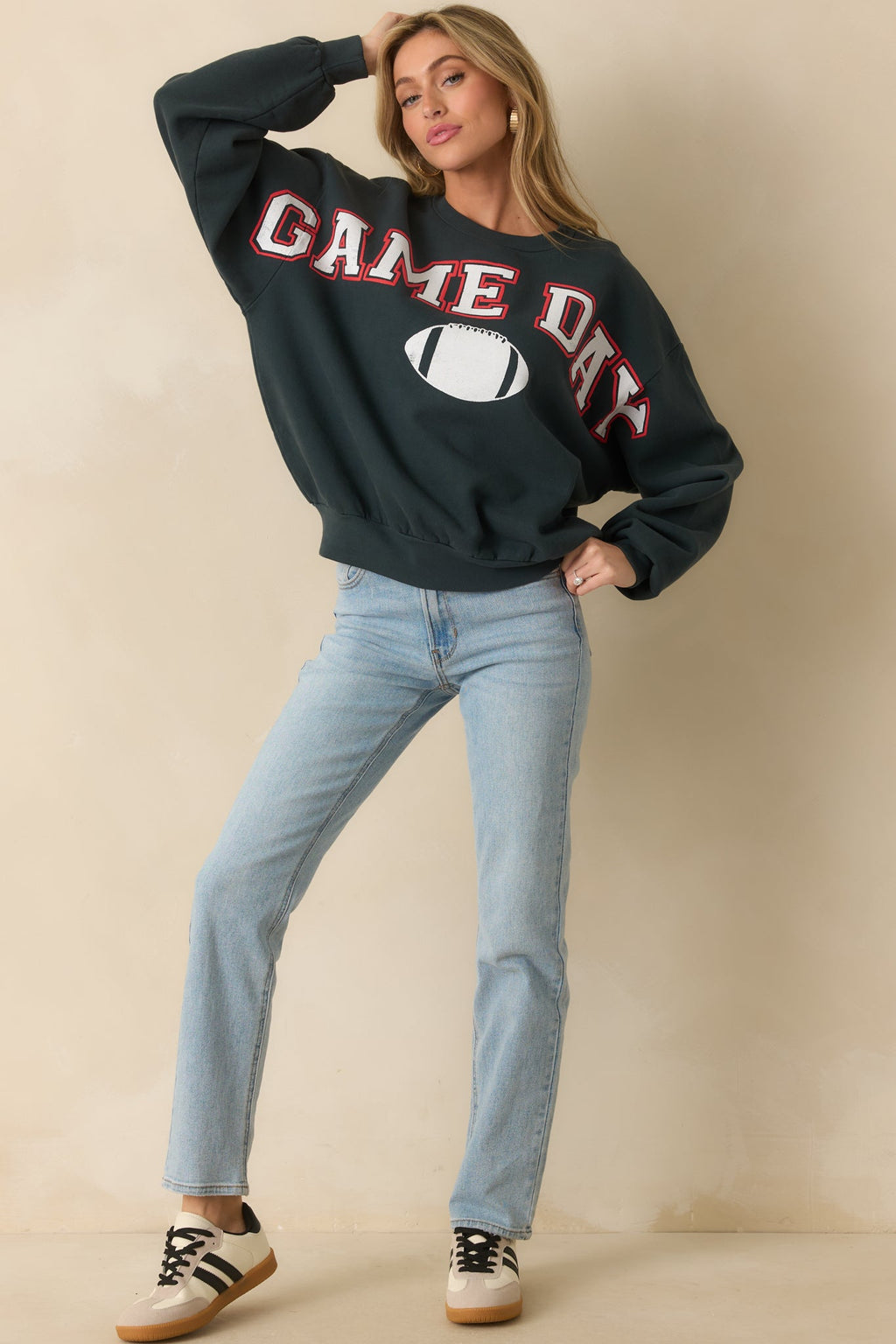 Game Day Vintage Black Cotton Crewneck Sweatshirt