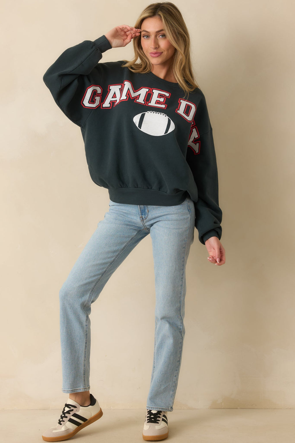 Game Day Vintage Black Cotton Crewneck Sweatshirt