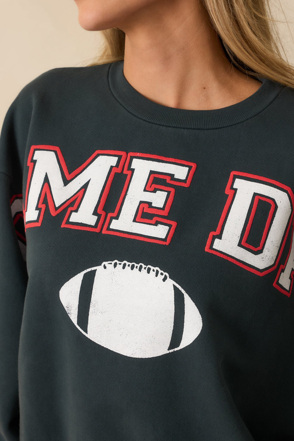 Game Day Vintage Black Cotton Crewneck Sweatshirt