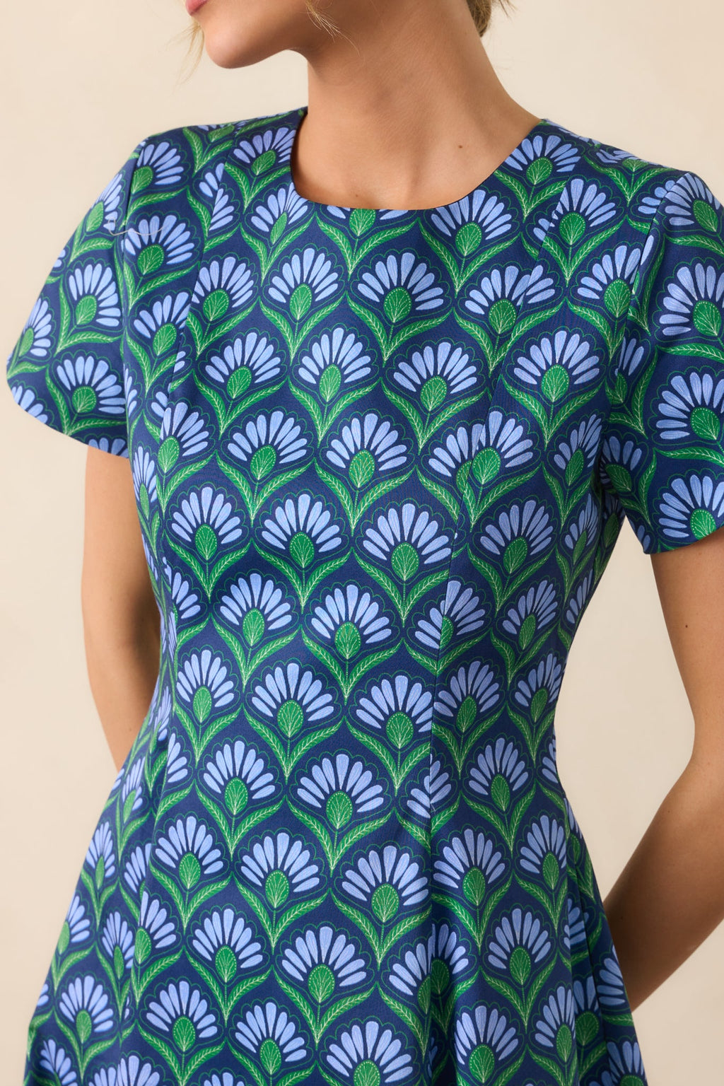 Prosperina Margot Blue Multi Geometric Print Reversible Maxi Dress