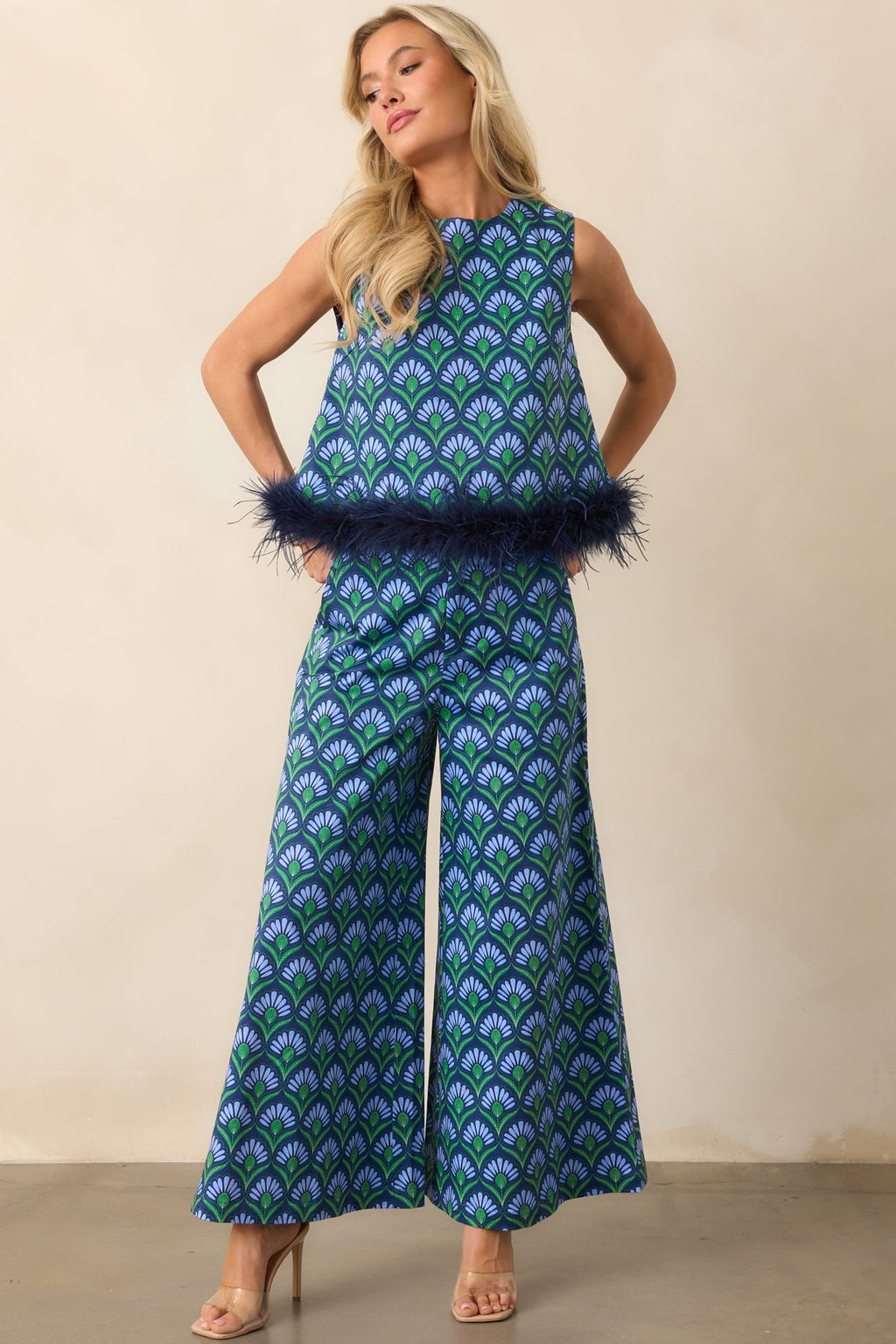 Prosperina Barrett Blue Multi Geometric Print Cotton Pants