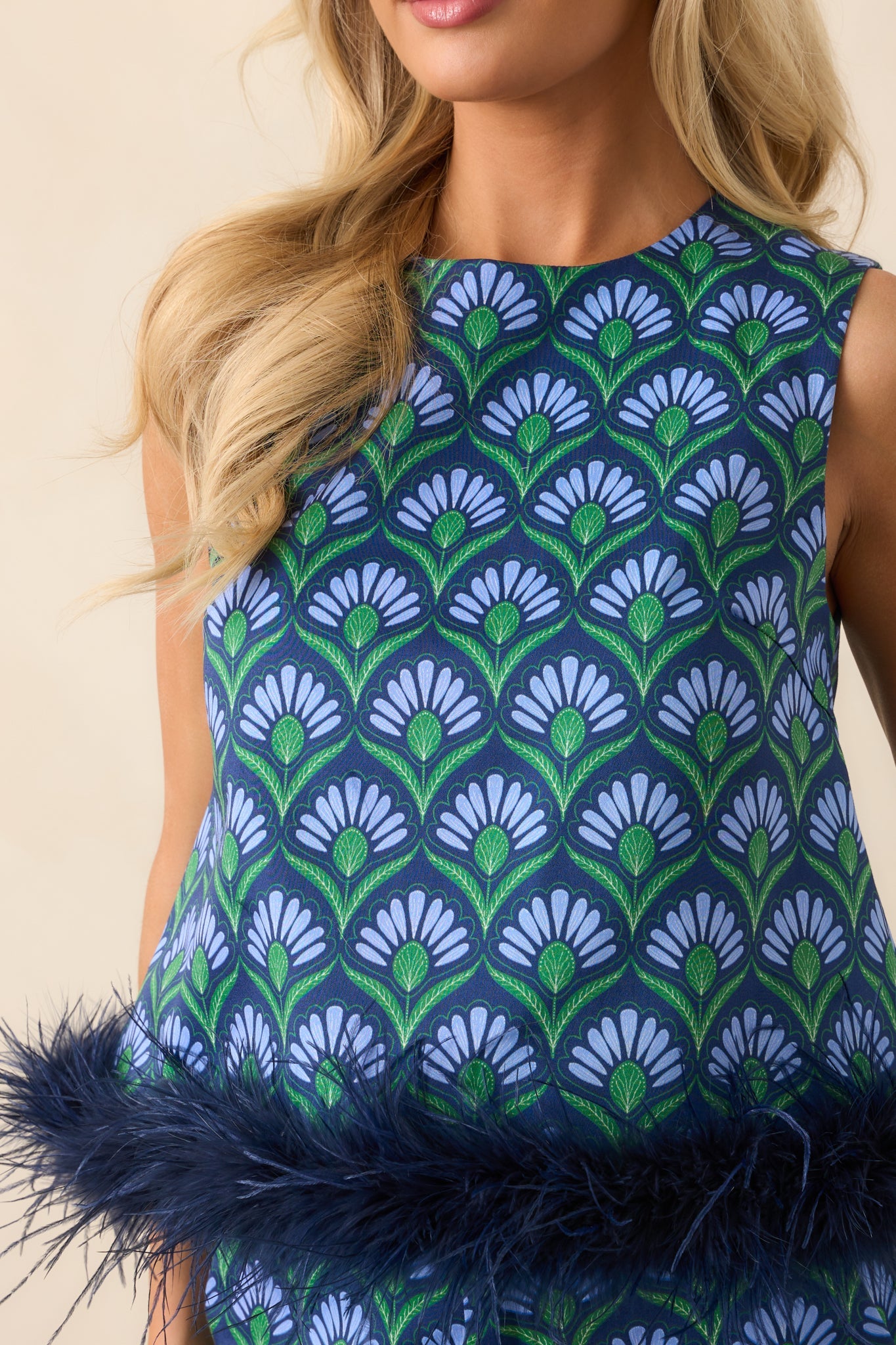 Prosperina Vale Blue Multi Geometric Print Cotton Top