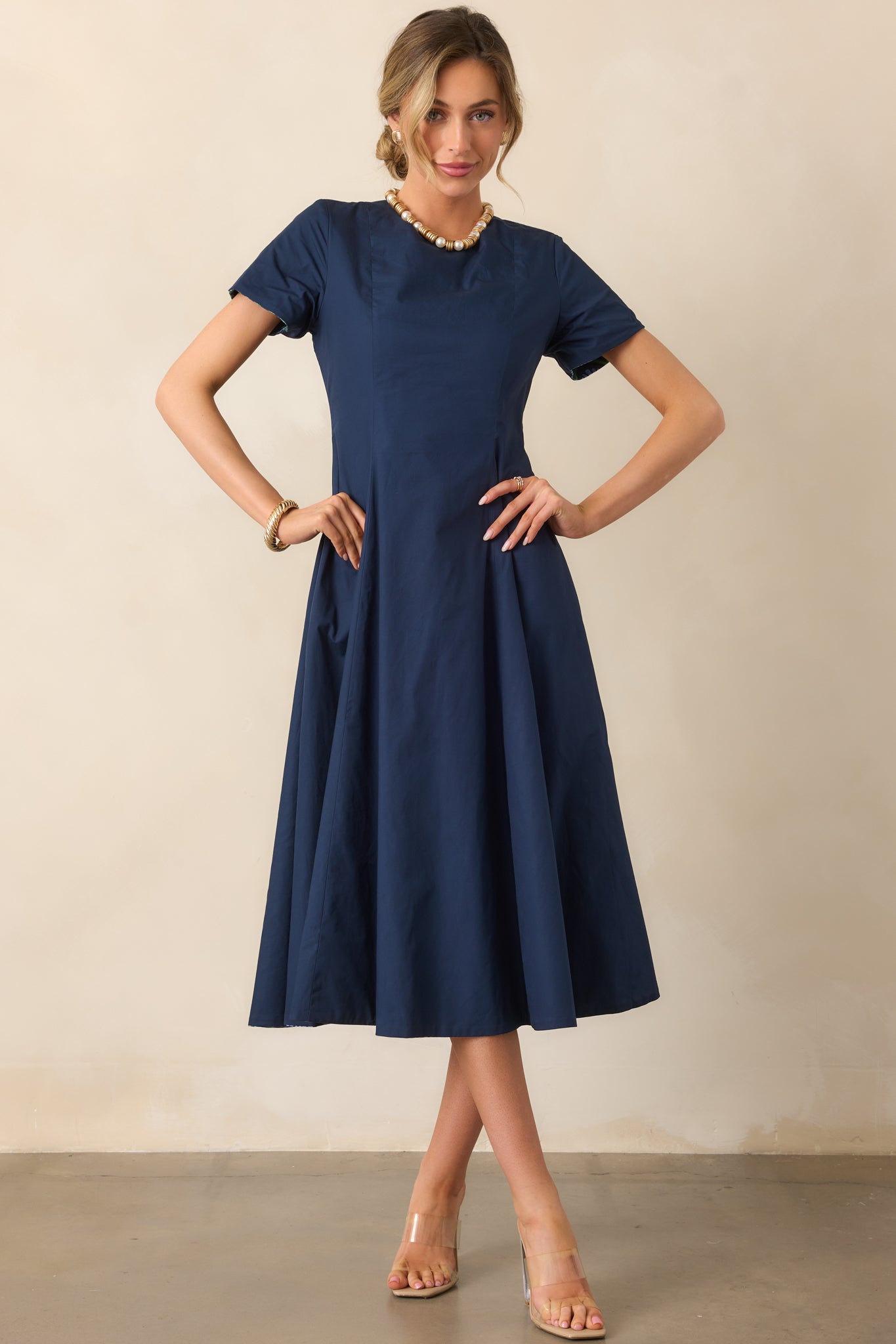 Prosperina Margot Blue Multi Geometric Print Reversible Maxi Dress