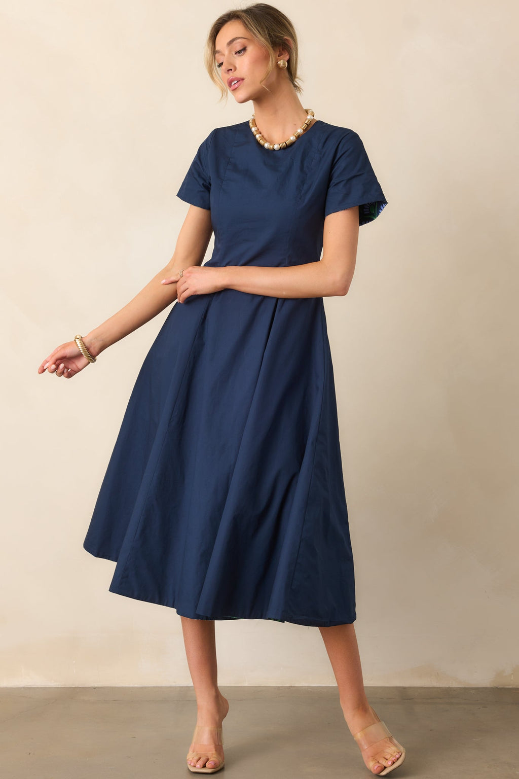 Prosperina Margot Blue Multi Geometric Print Reversible Maxi Dress