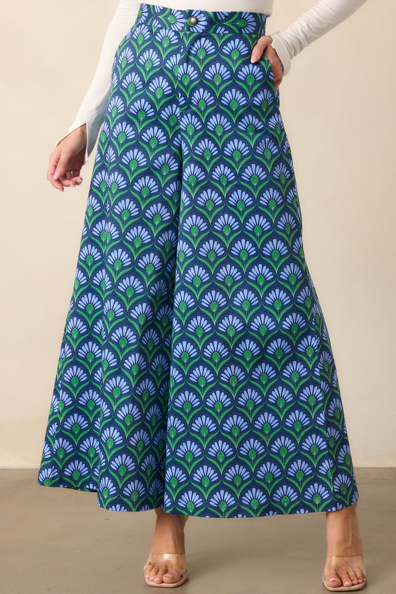 Prosperina Barrett Blue Multi Geometric Print Cotton Pants