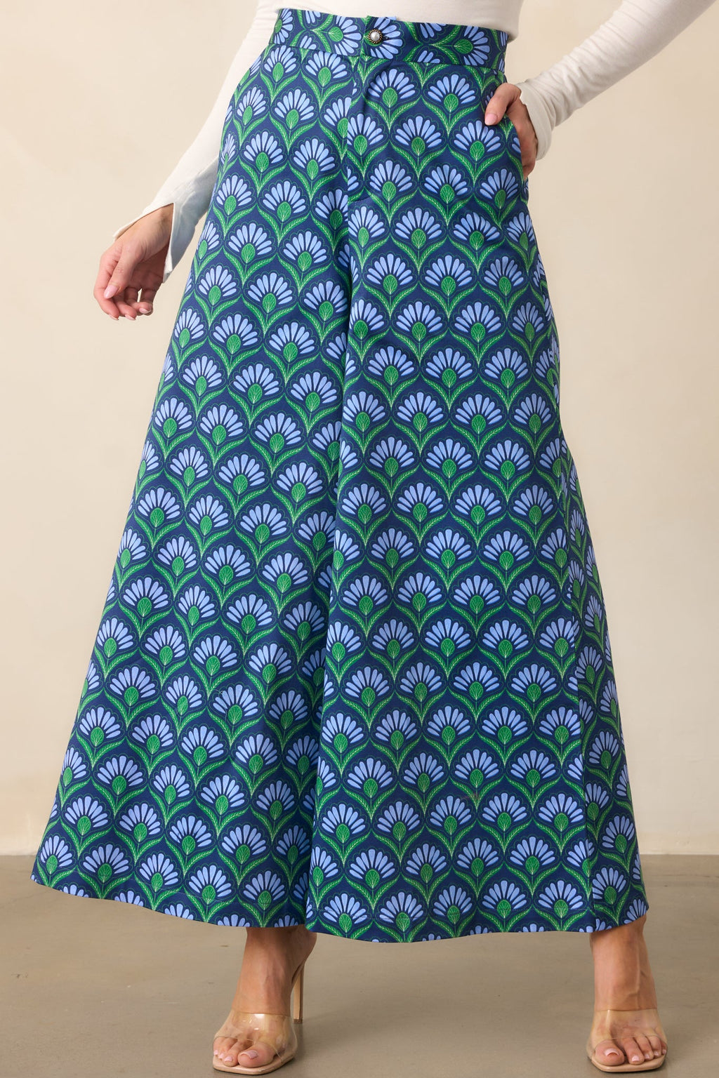 Prosperina Barrett Blue Multi Geometric Print Cotton Pants