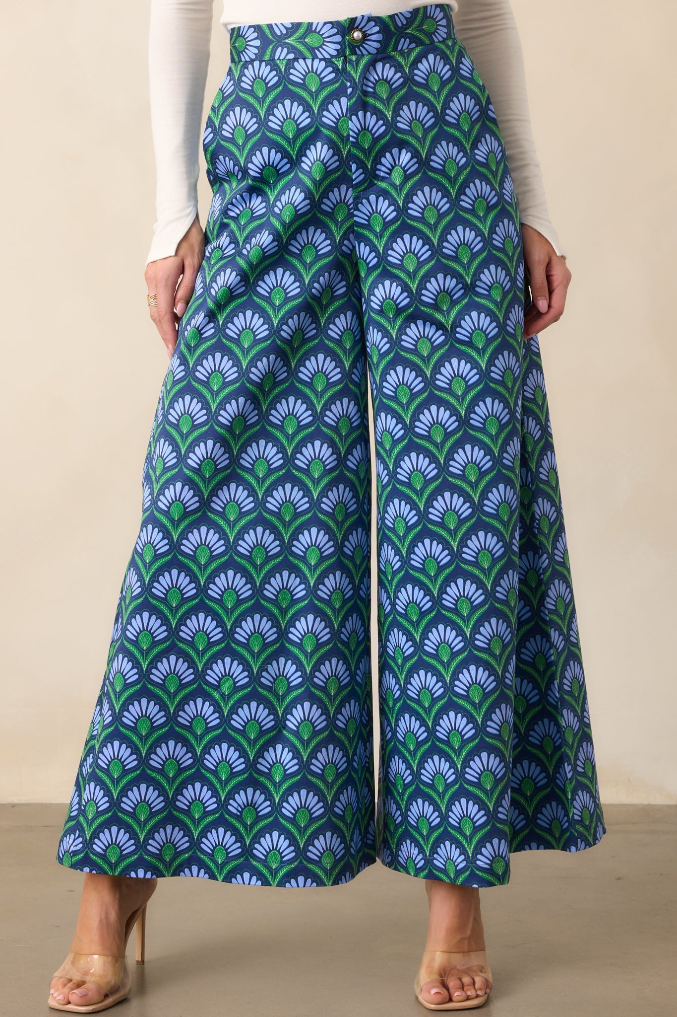 Prosperina Barrett Blue Multi Geometric Print Cotton Pants