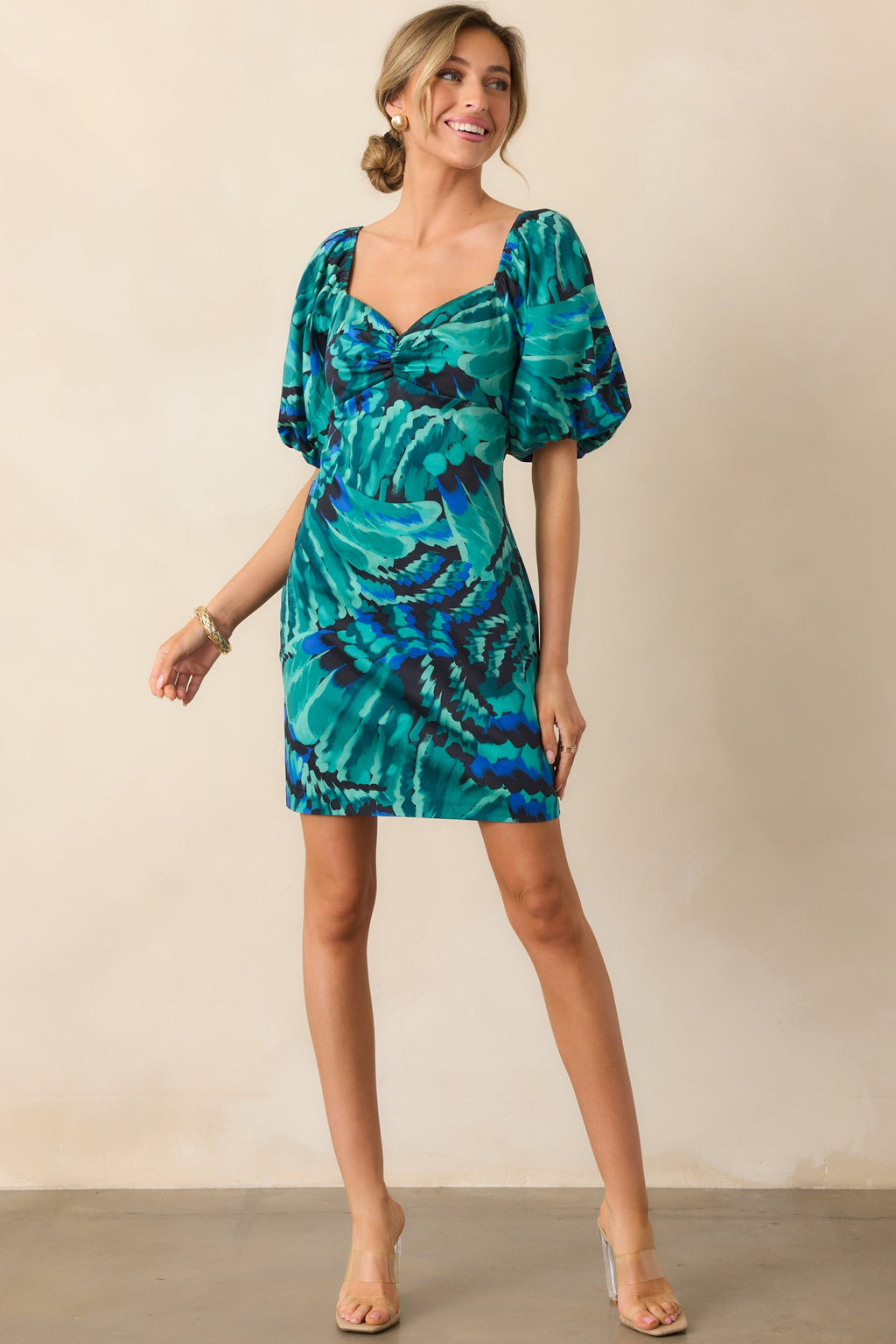 Prosperina Hedy Blue Multi Abstract Print Cotton Mini Dress