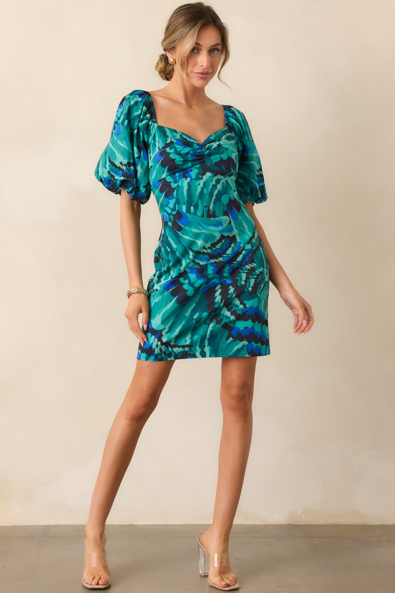 Prosperina Hedy Blue Multi Abstract Print Cotton Mini Dress