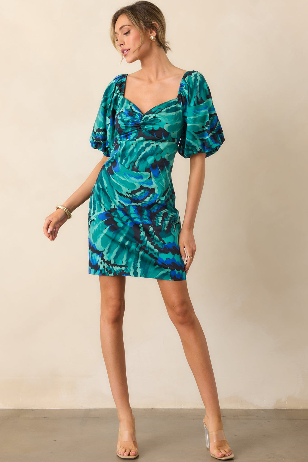 Prosperina Hedy Blue Multi Abstract Print Cotton Mini Dress