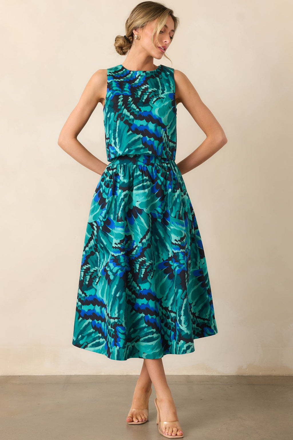 Prosperina Ellie Blue Multi Abstract Print Cotton Tank Top