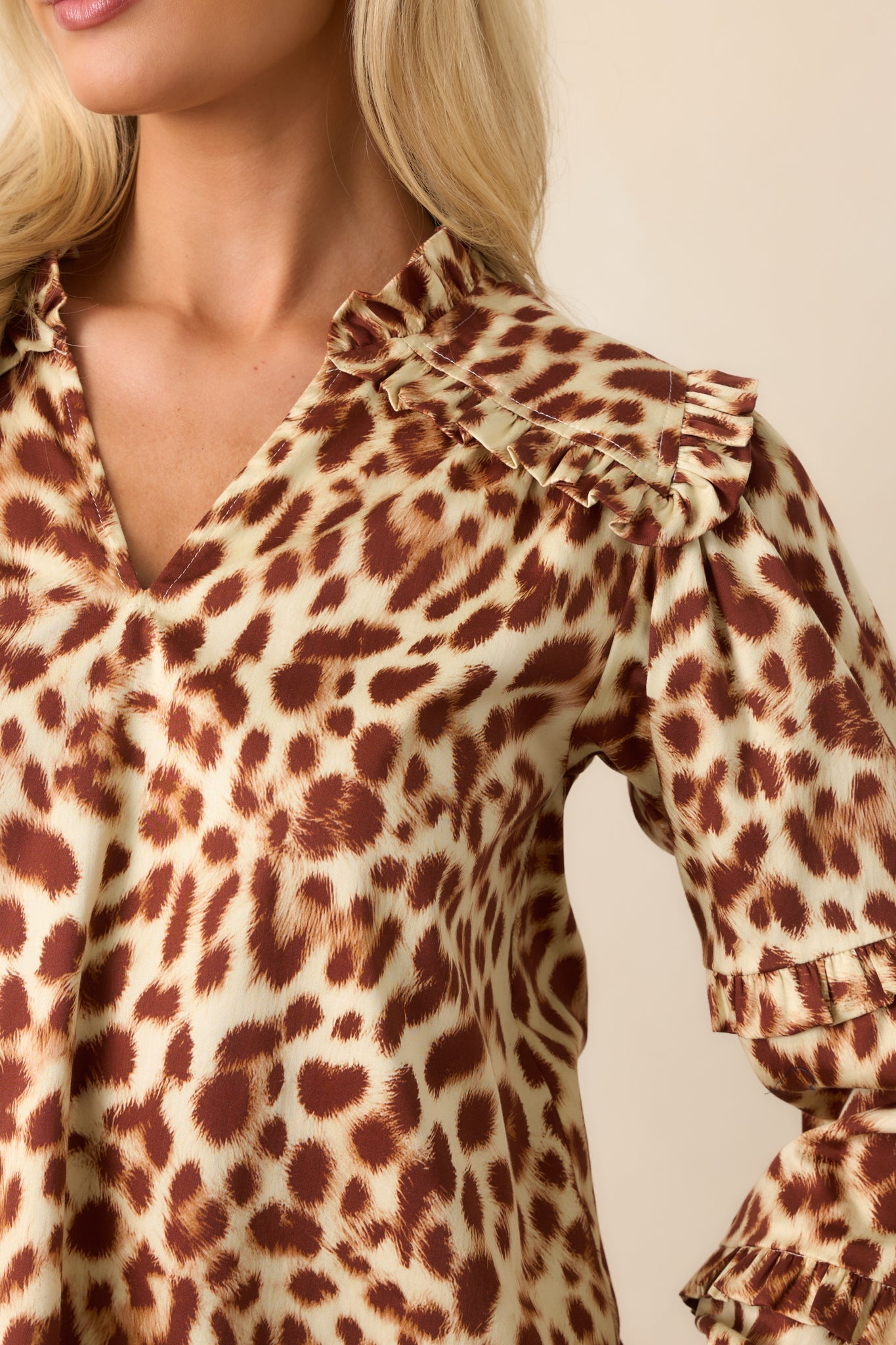 Prosperina Crawford Brown Leopard Print Cotton Top