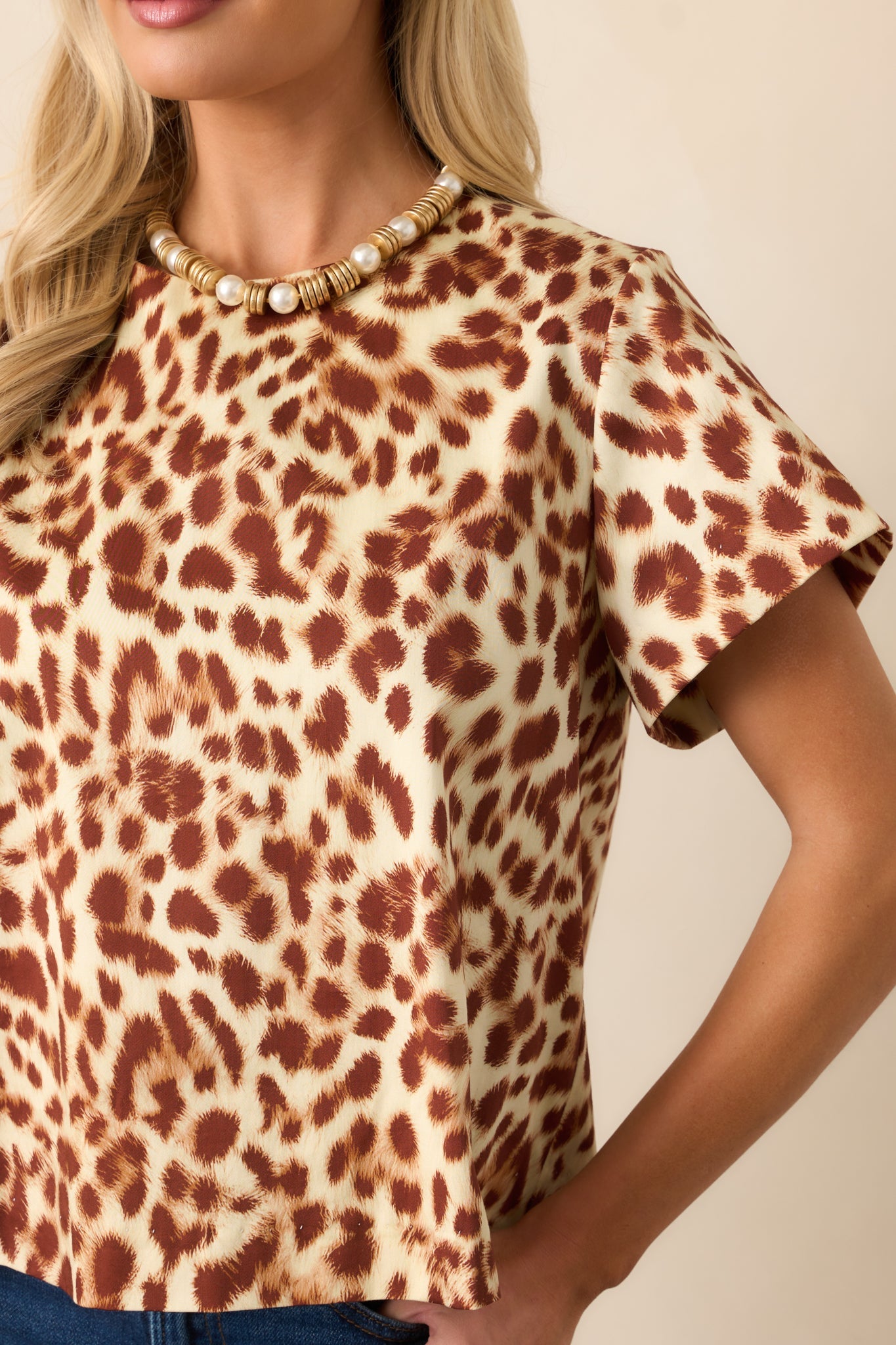 Prosperina Tyler Brown Leopard Print Cotton Top