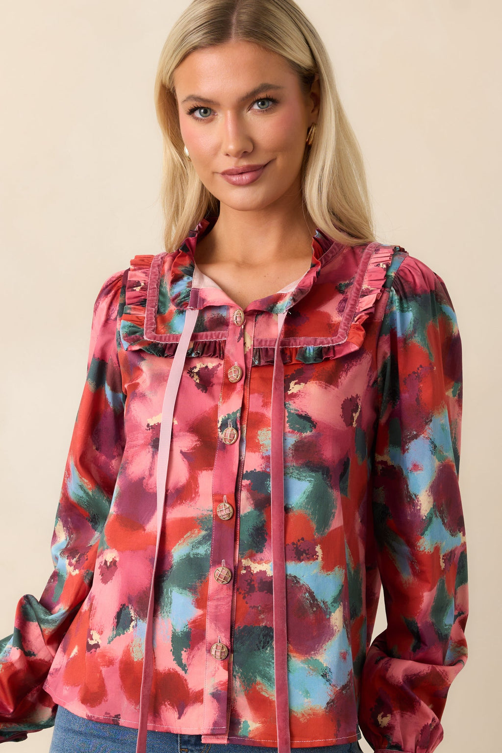 Prosperina Winslow Pink Multi Floral Print Cotton Top