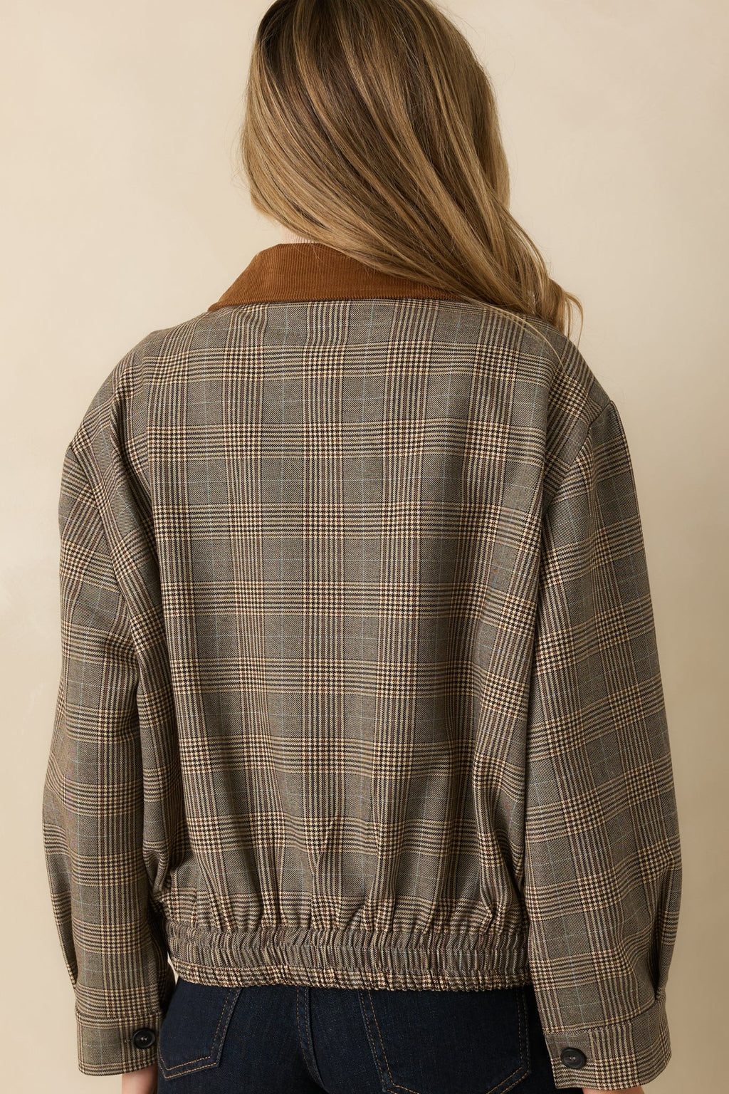Riding Club Brown Multi Plaid Bomber Jacket
