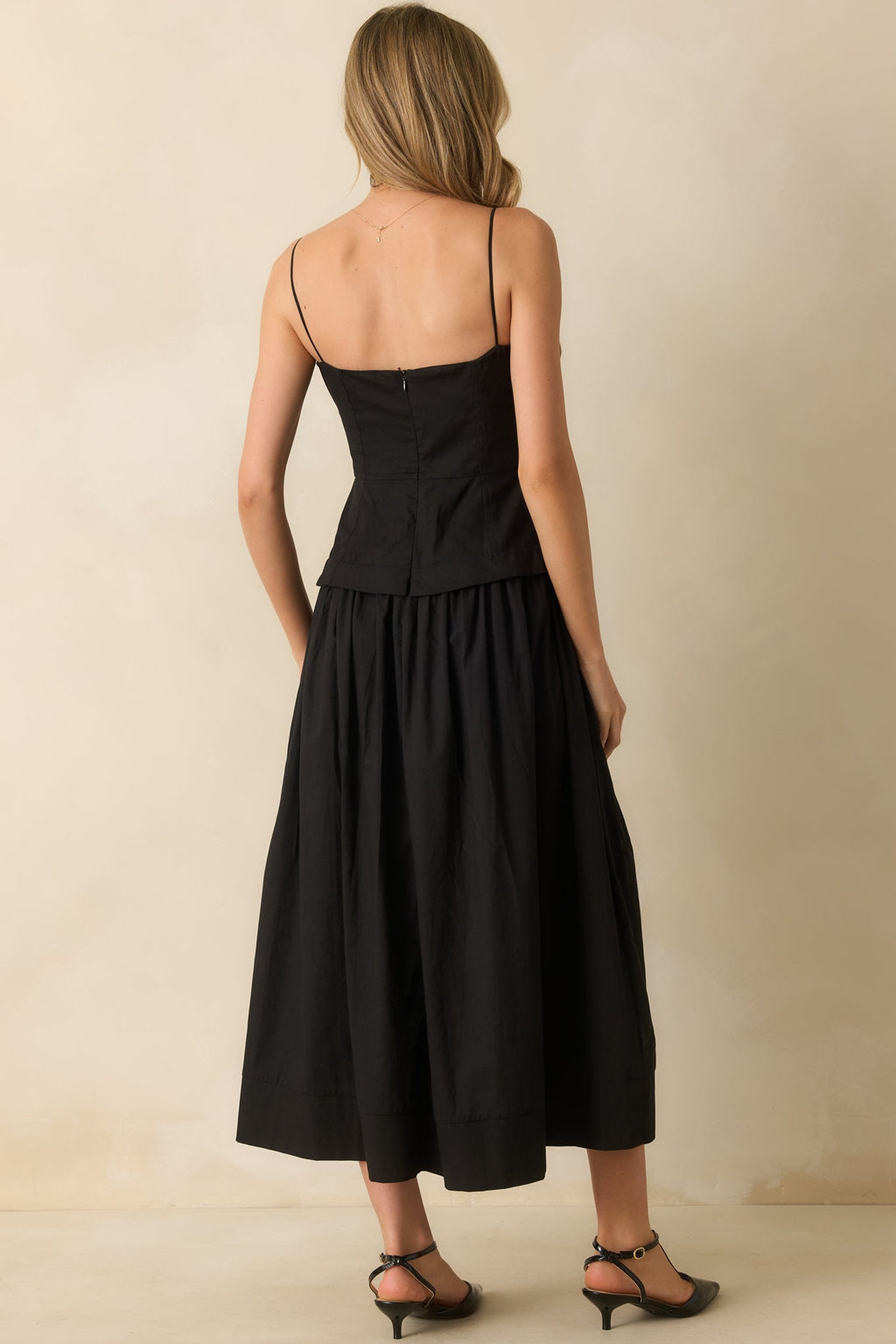 You Already Know Black Cotton Bustier Bodice Sleeveless Midi Dress