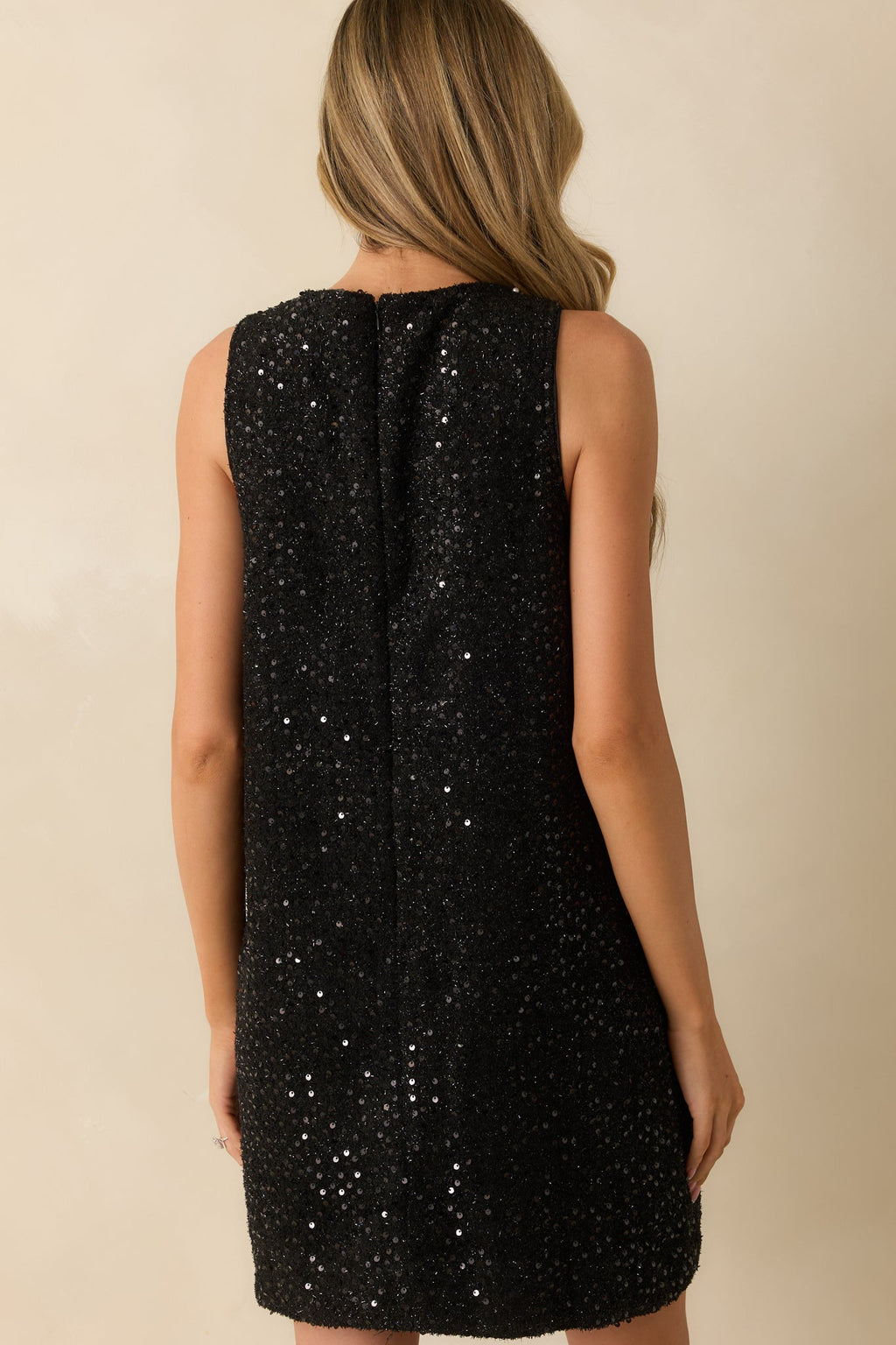 Gilded Secret Black Sequin Keyhole Cutout Mini Dress