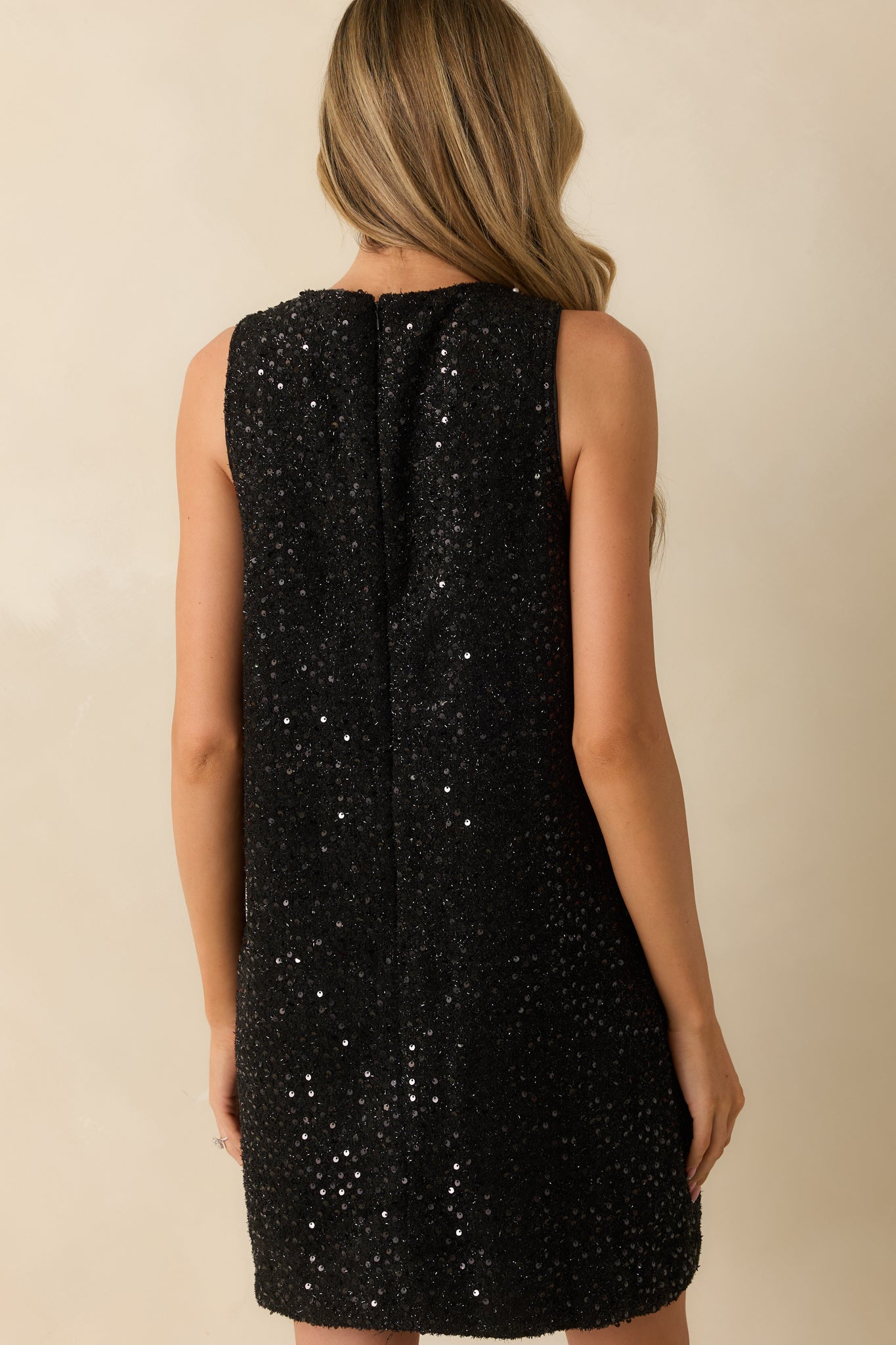 Gilded Secret Black Sequin Keyhole Cutout Mini Dress
