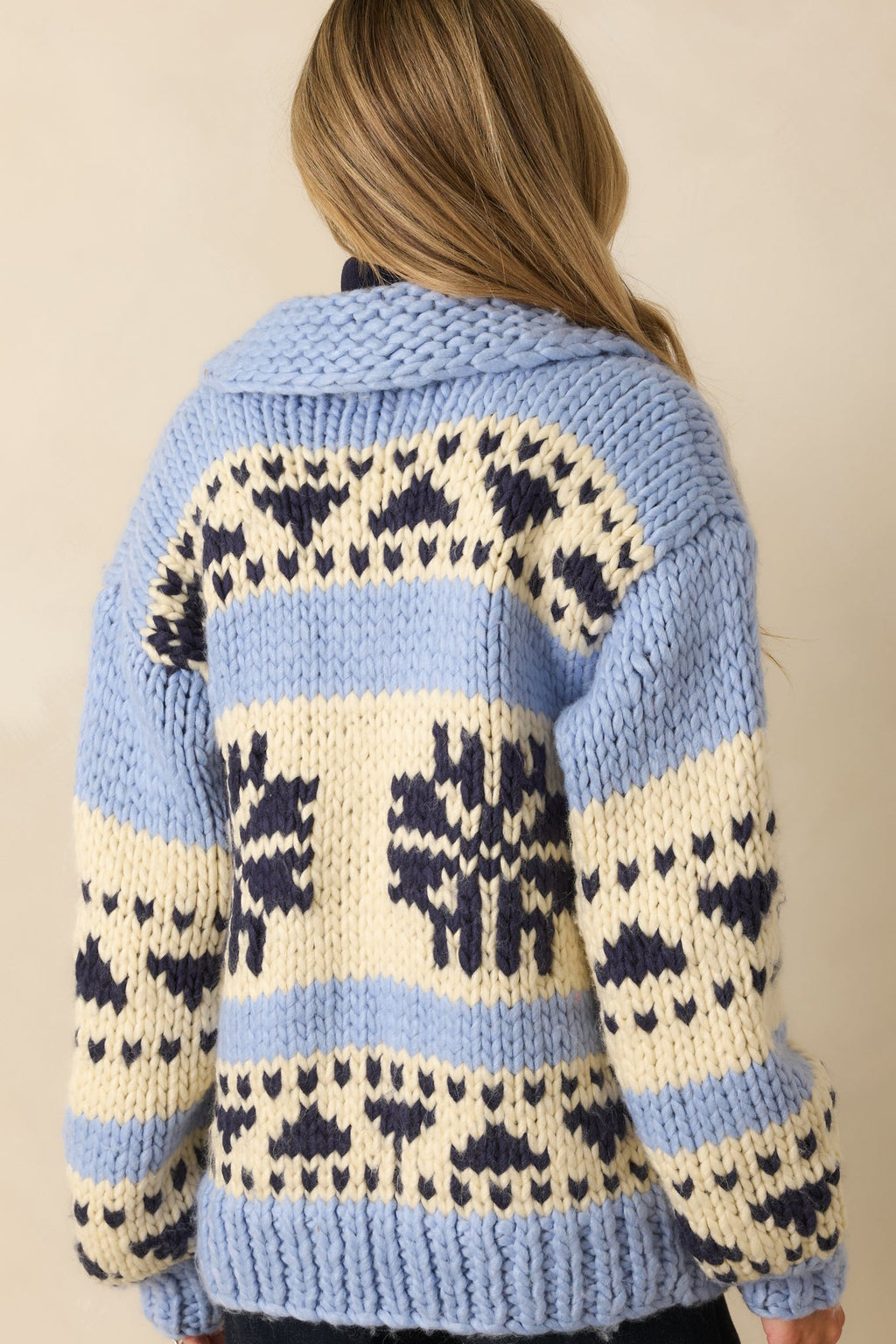 All Knit Together Blue Multi Chunky Knit Cardigan