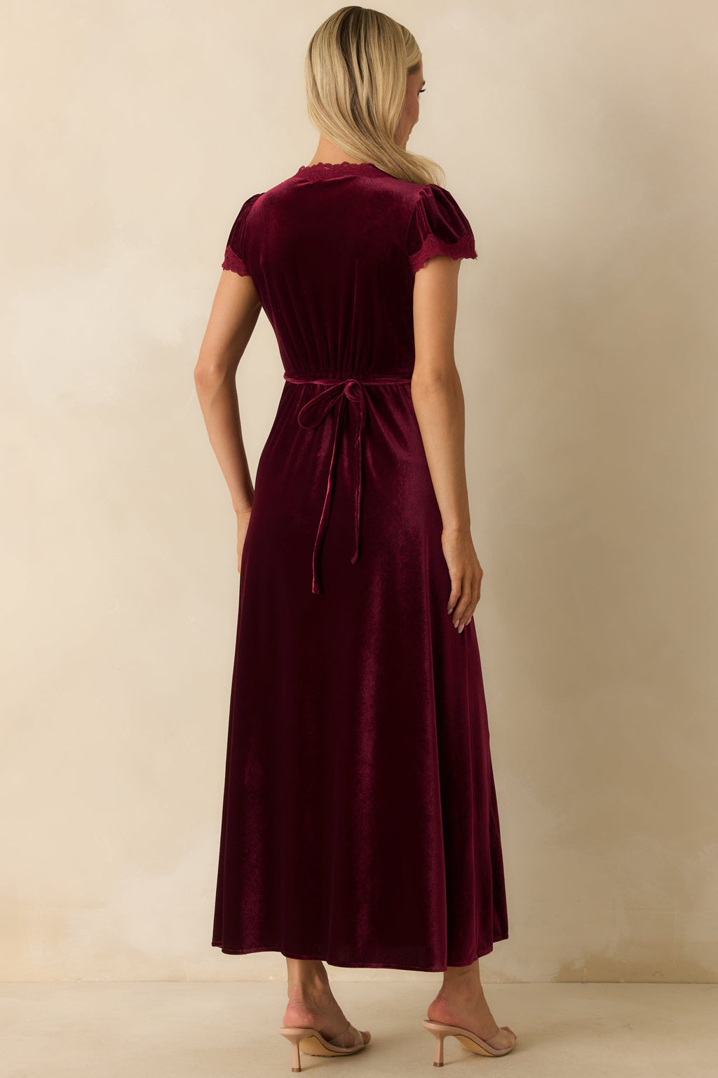 Made For The Moment Merlot V-Neck Velvet Maxi Dress