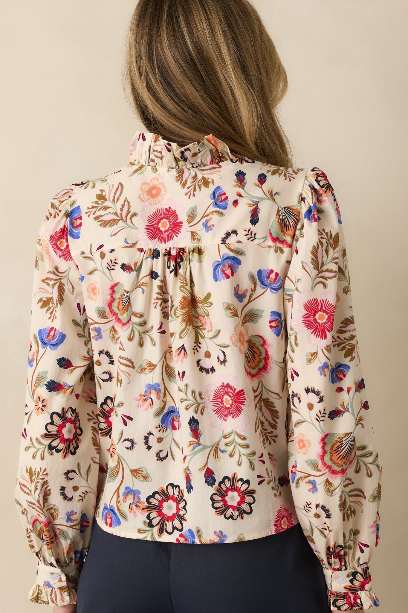 See Eye To Eye Ivory Multi Floral Cotton Button Up Top