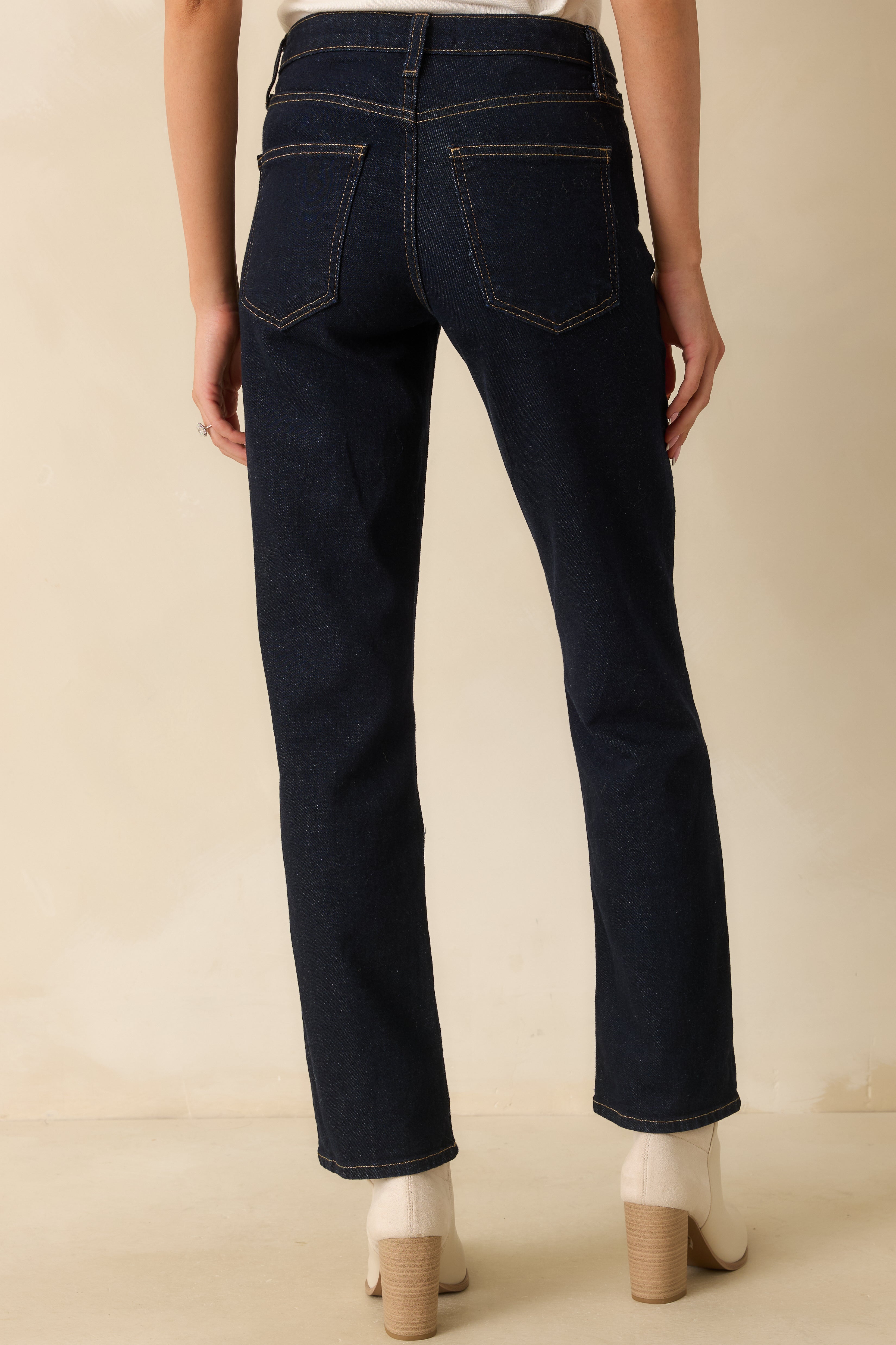 Forever Again Deep Indigo Straight Leg Jeans