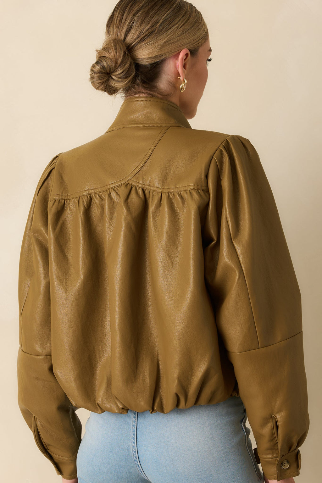 Set the Standard Olive Brown Faux Leather Jacket