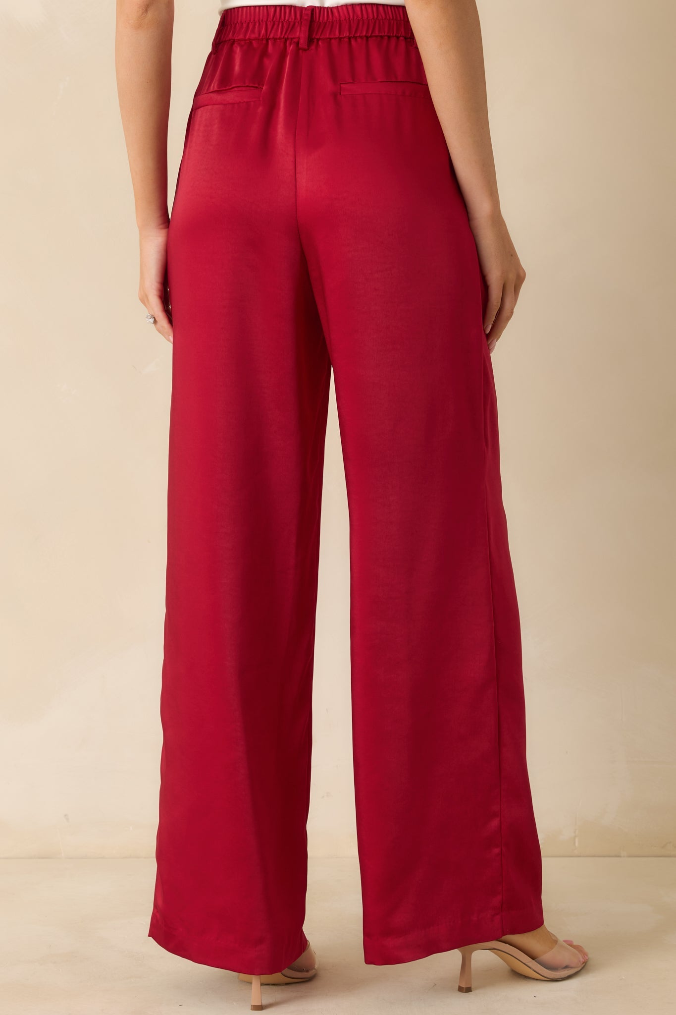 Star Status Red Shimmer Wide Leg Pants