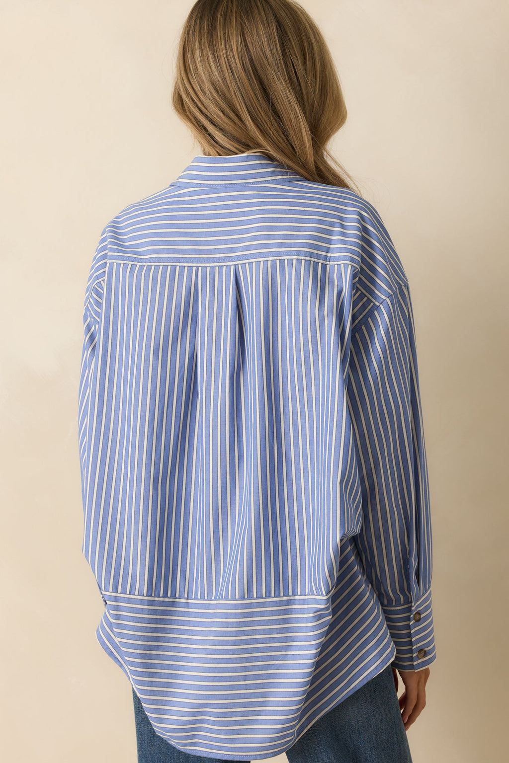 Just What You Wanted Navy Stripe Cotton Button Up Shirt