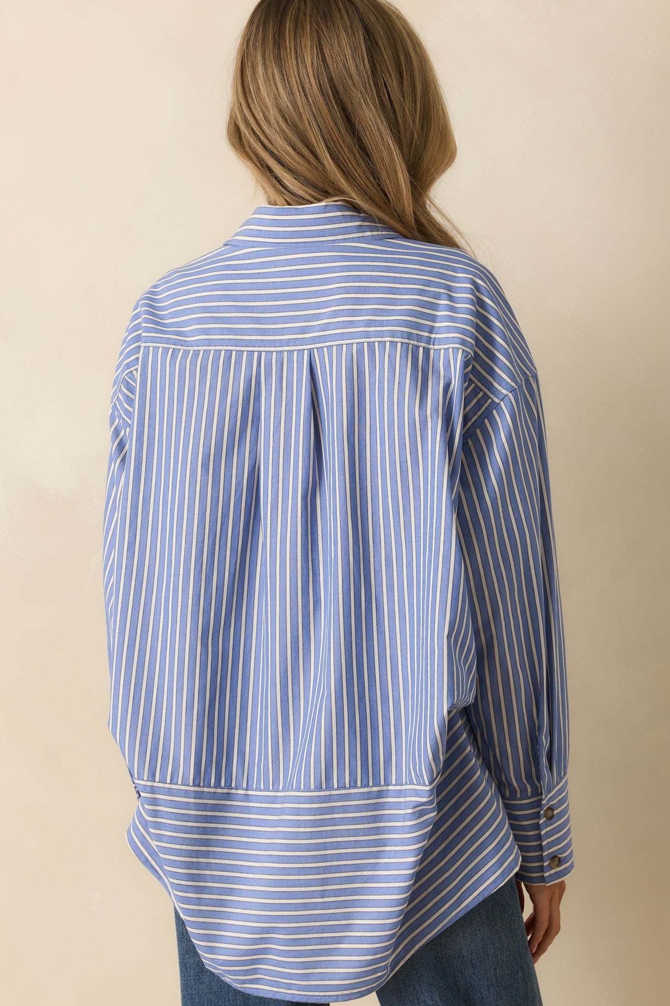 Just What You Wanted Navy Stripe Cotton Button Up Shirt