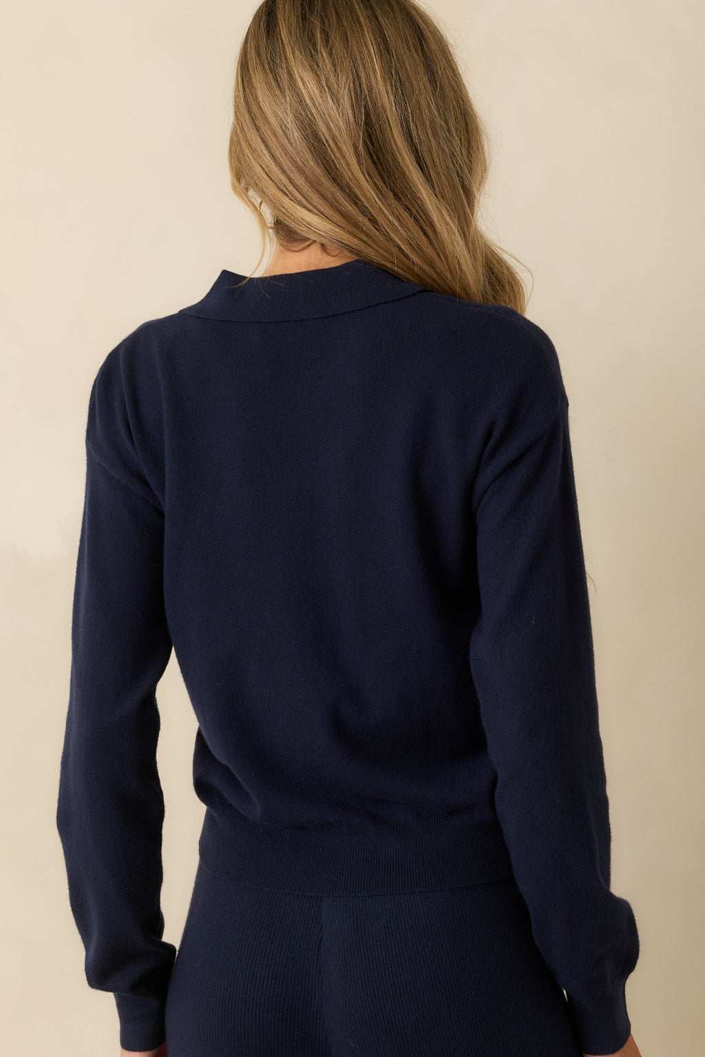 FRNCH Navy Blue Chedid Collared Sweater