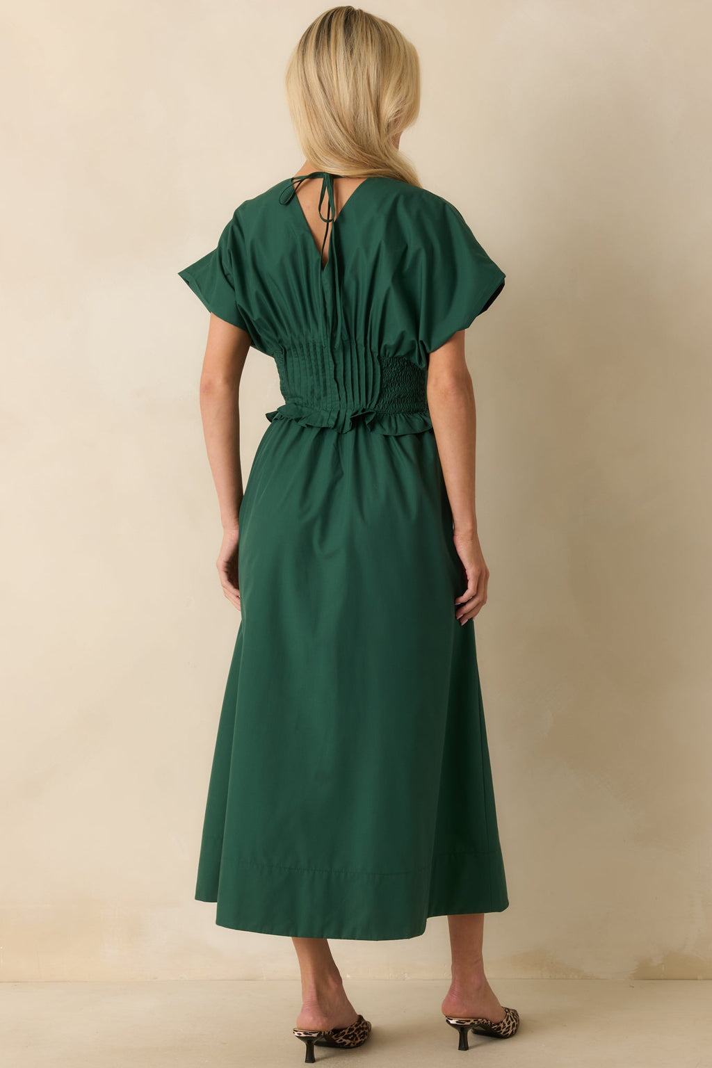 Let It Be Easy Green Smocked Waist Zip Maxi Dress