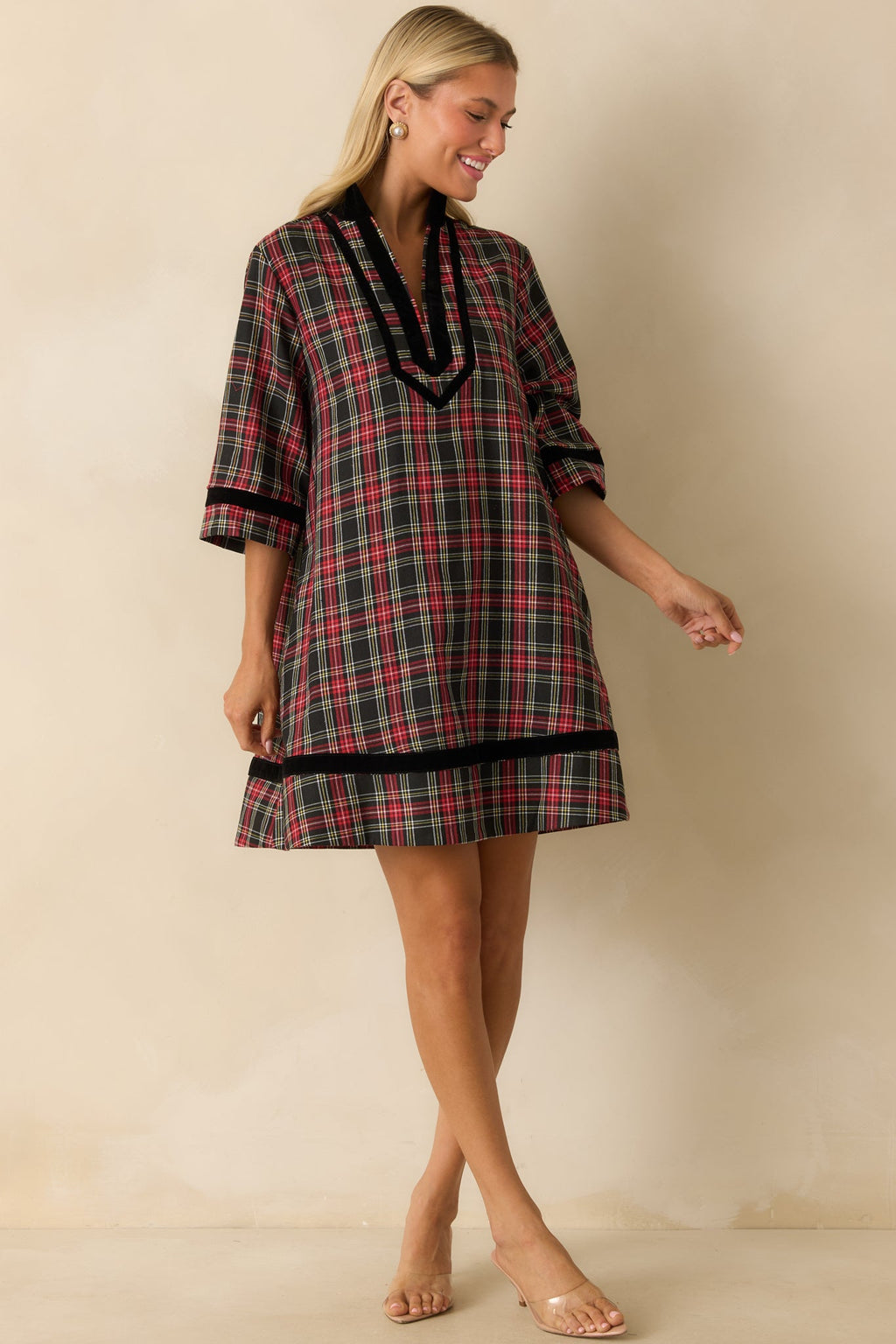 New Traditions Red Plaid Mini Dress