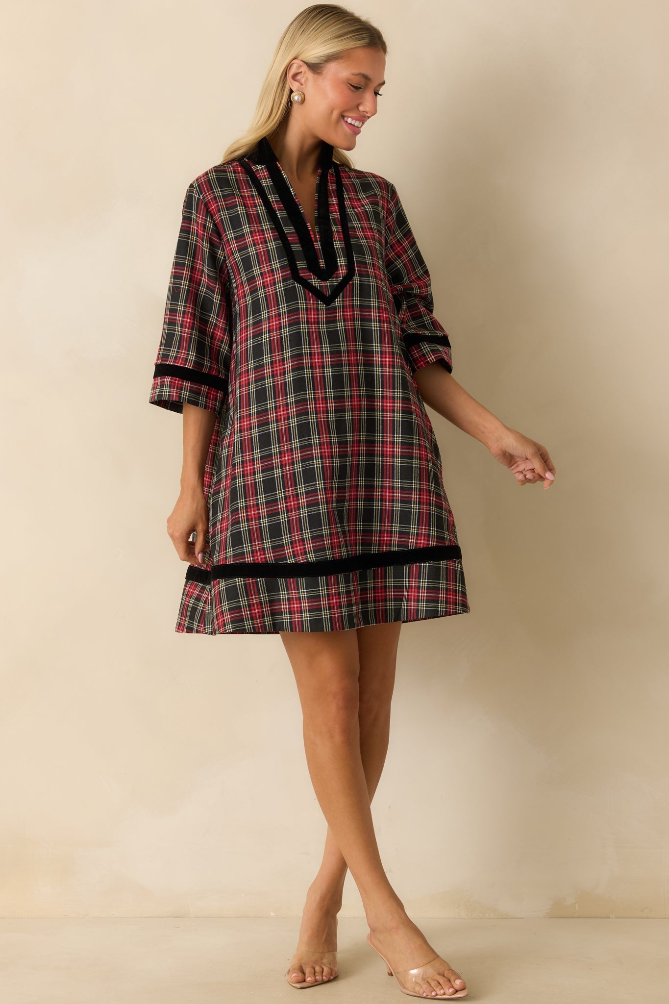 New Traditions Red Plaid Mini Dress