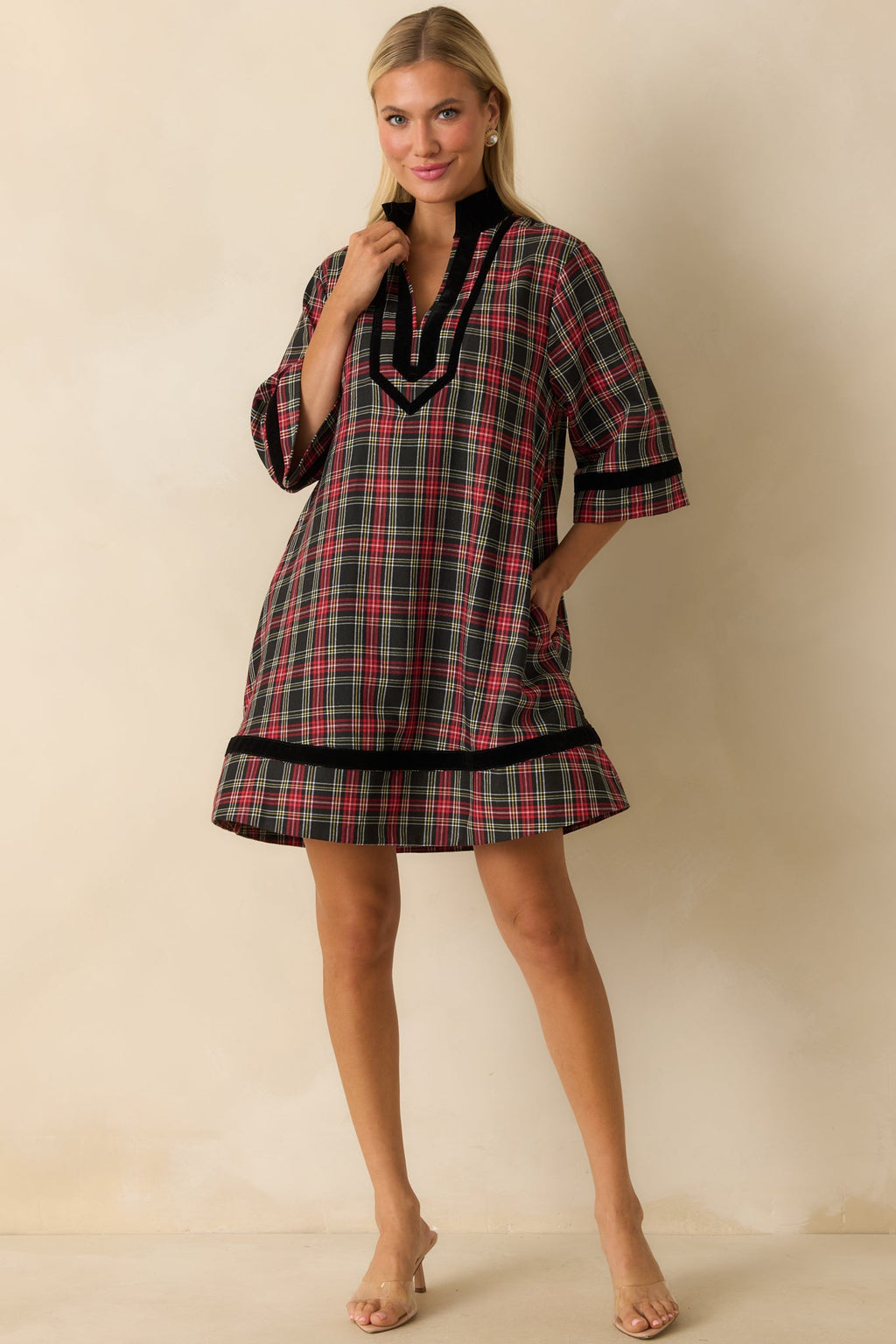 New Traditions Red Plaid Mini Dress