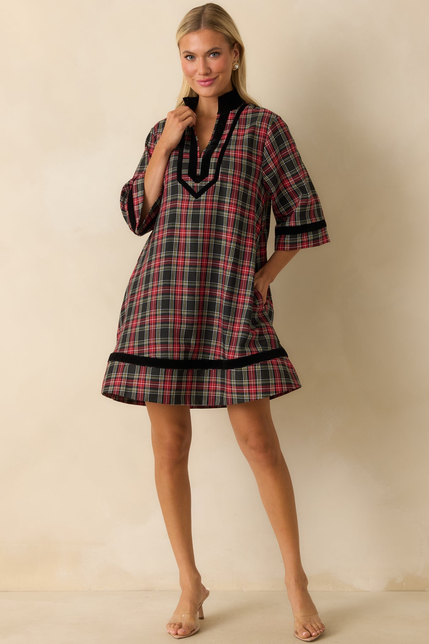 New Traditions Red Plaid Mini Dress