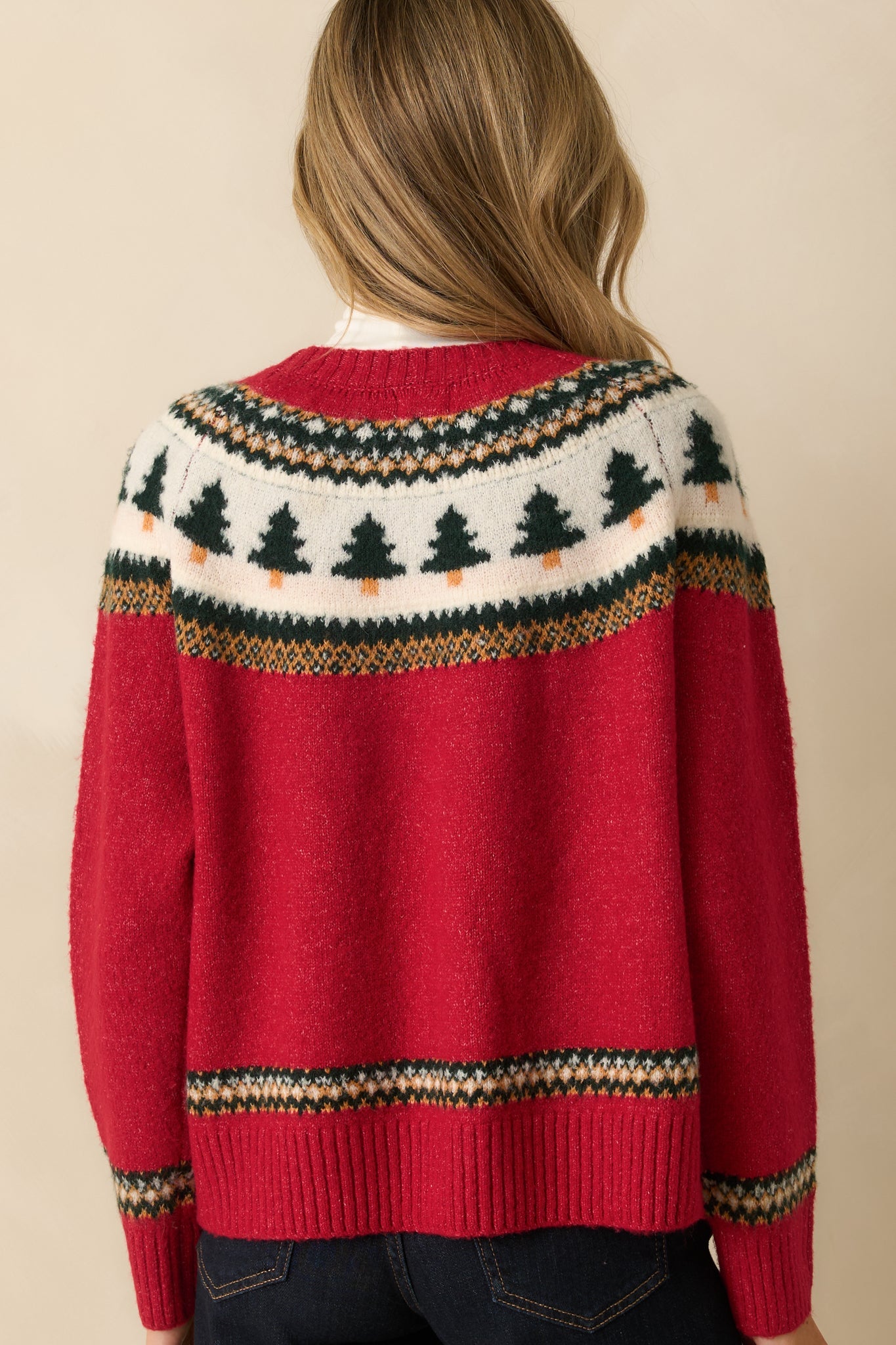 All Spruced Up Red Knit Tree Sweater